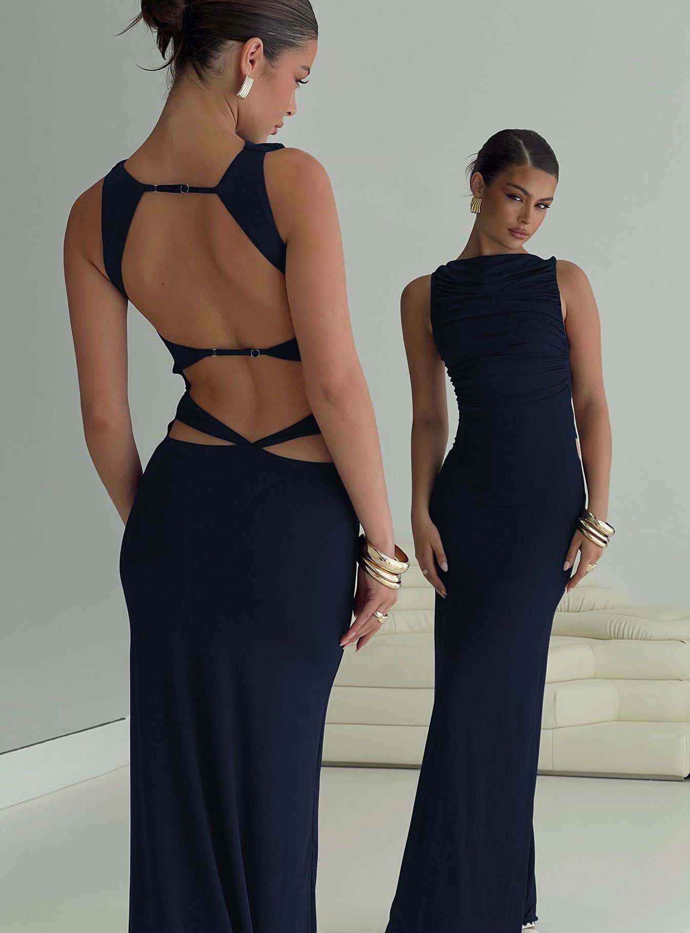 Undeniable Cut Out Maxi Dress Navy Store Sale