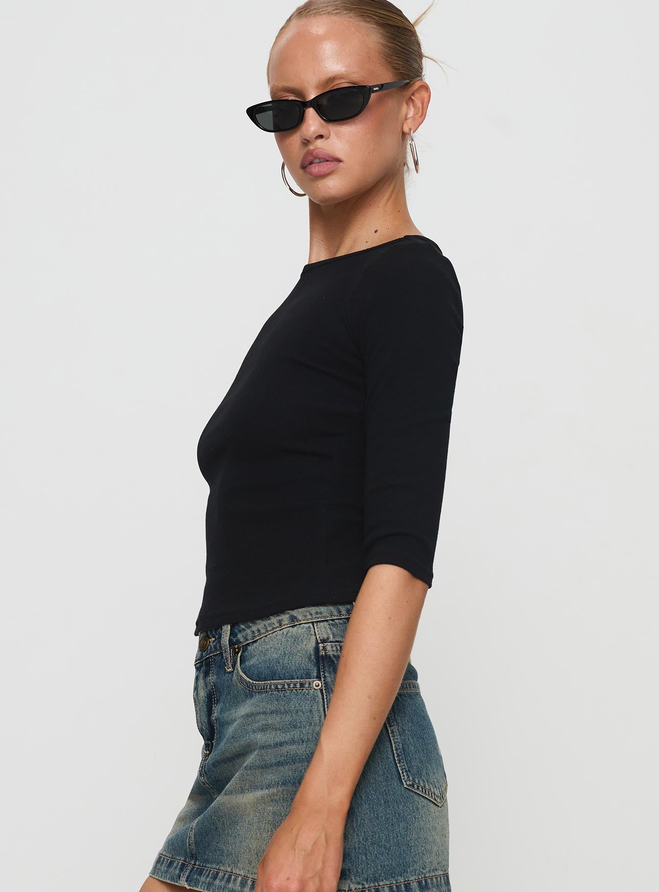 Elaia 3/4 Sleeve Top Black Outlet Sale Online