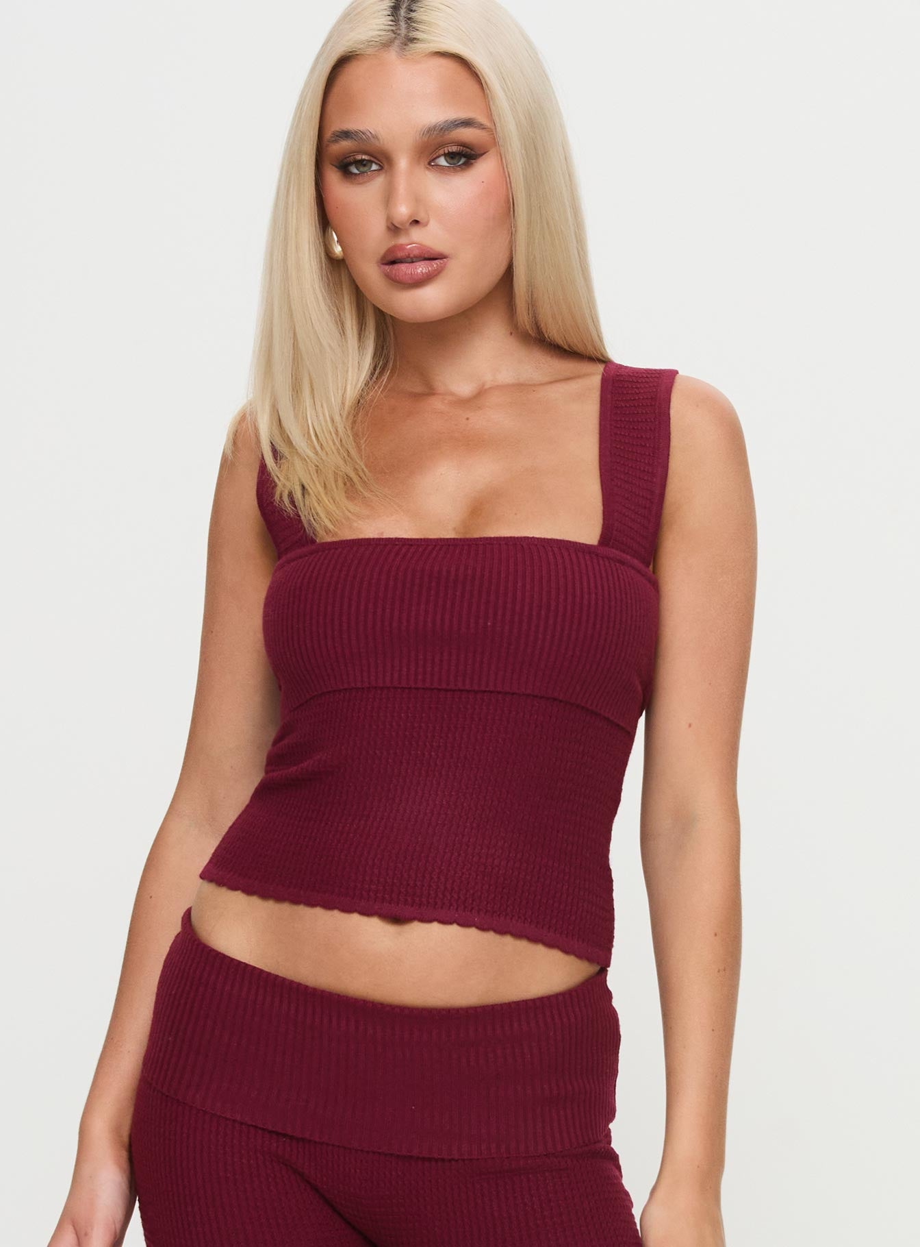 Mooring Square Neck Top Maroon Cheap Pice Discount Authentic