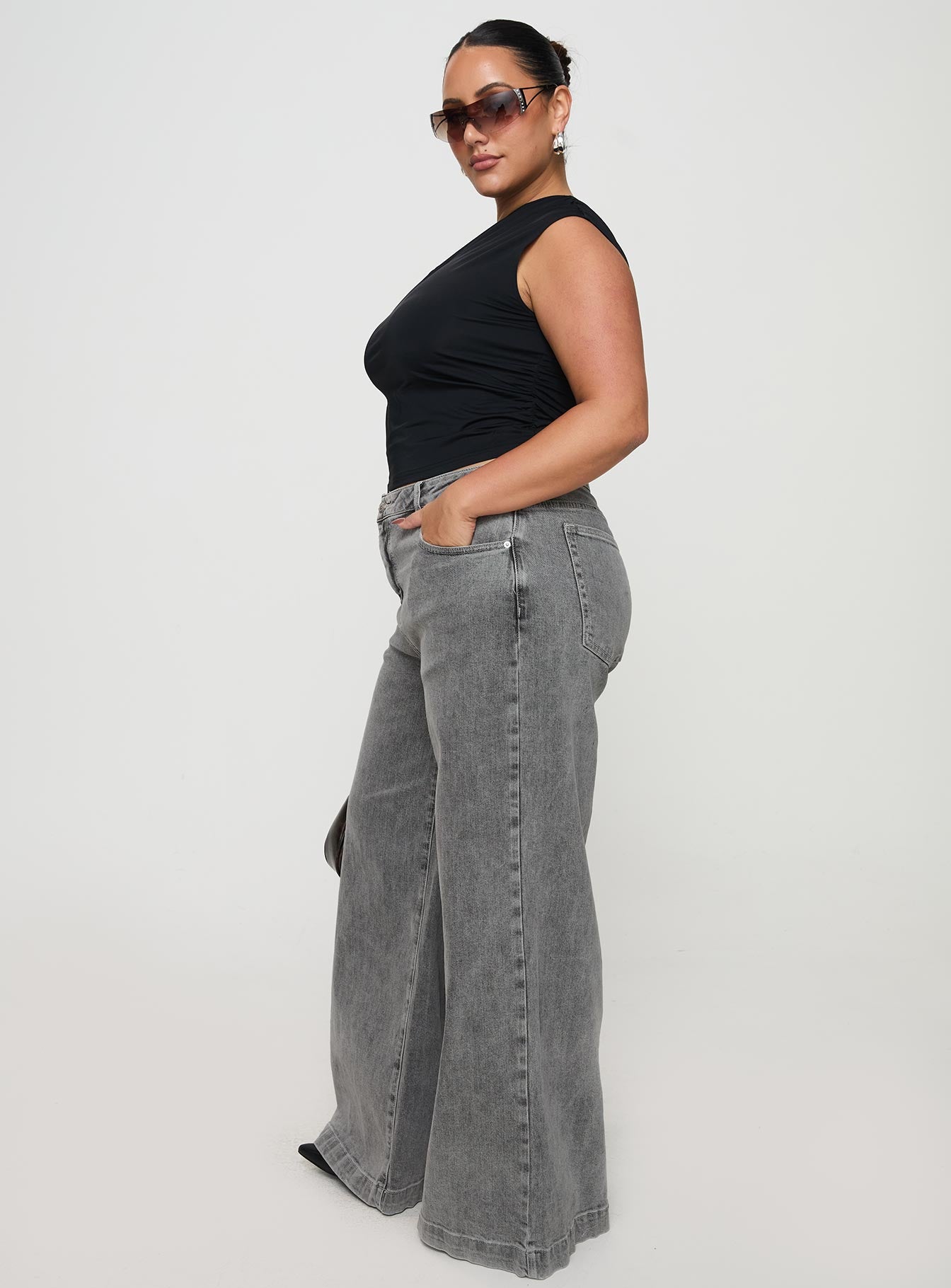 Wolfie High Rise Wide Leg Slouchy Jeans Steel Curve Popular Online