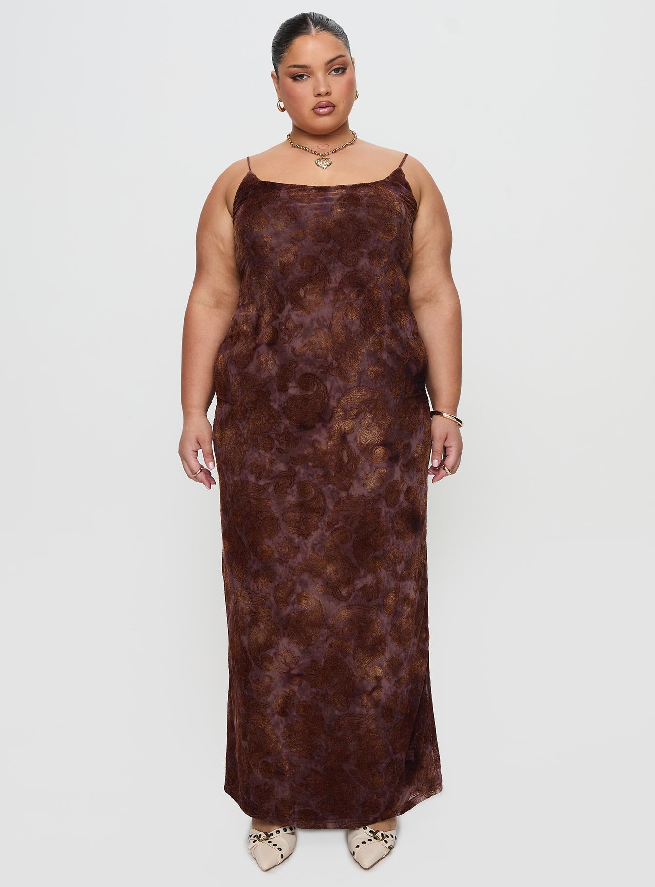 Knox Maxi Dress Chocolate Paisley Curve Cheap Sale Reliable