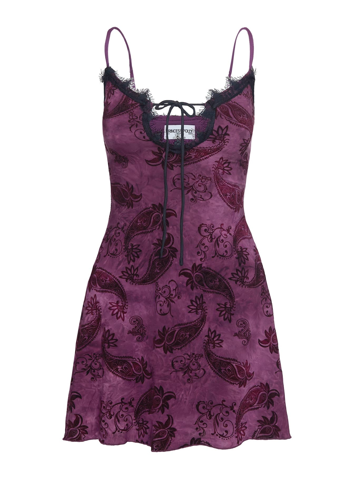 Foliage Lace Cut Out Mini Dress Purple Clearance Get Authentic