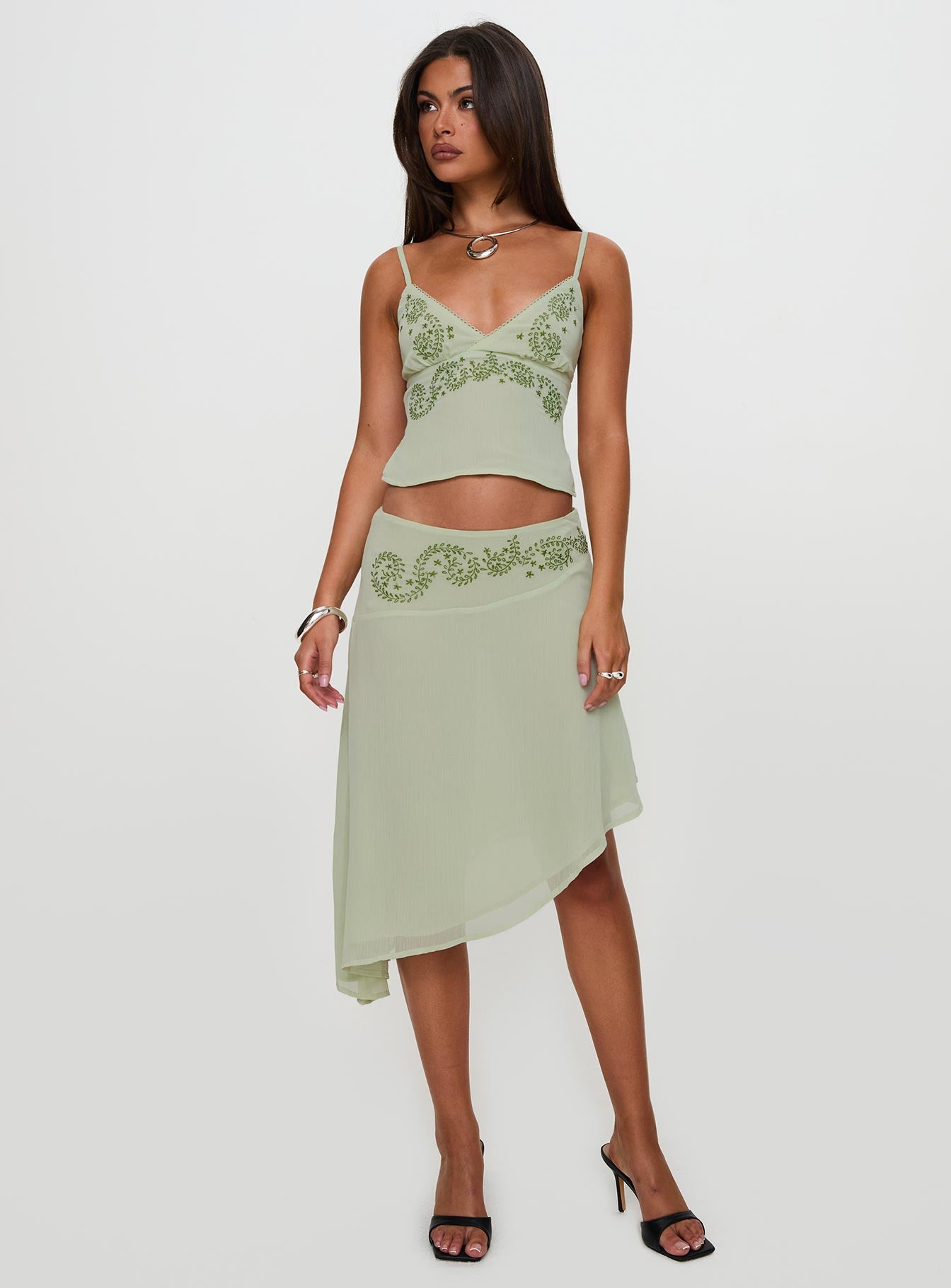 Pappilion Asymmetrical Midi Skirt Sage Petite Huge Surprise Cheap Pice