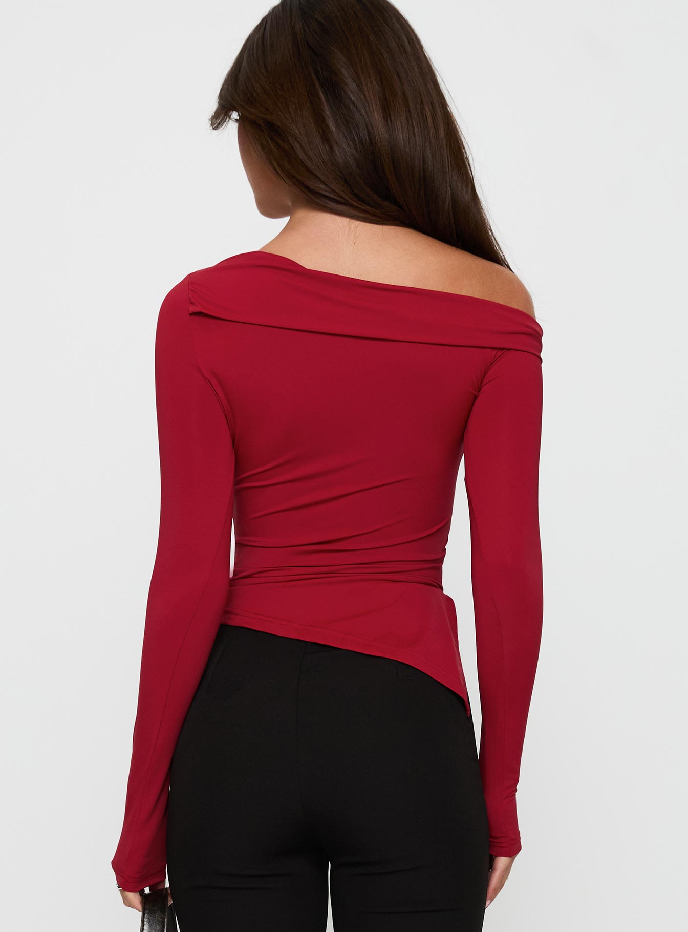 Donalla Off The Shoulder Hardware Detail Top Red Outlet Best Seller