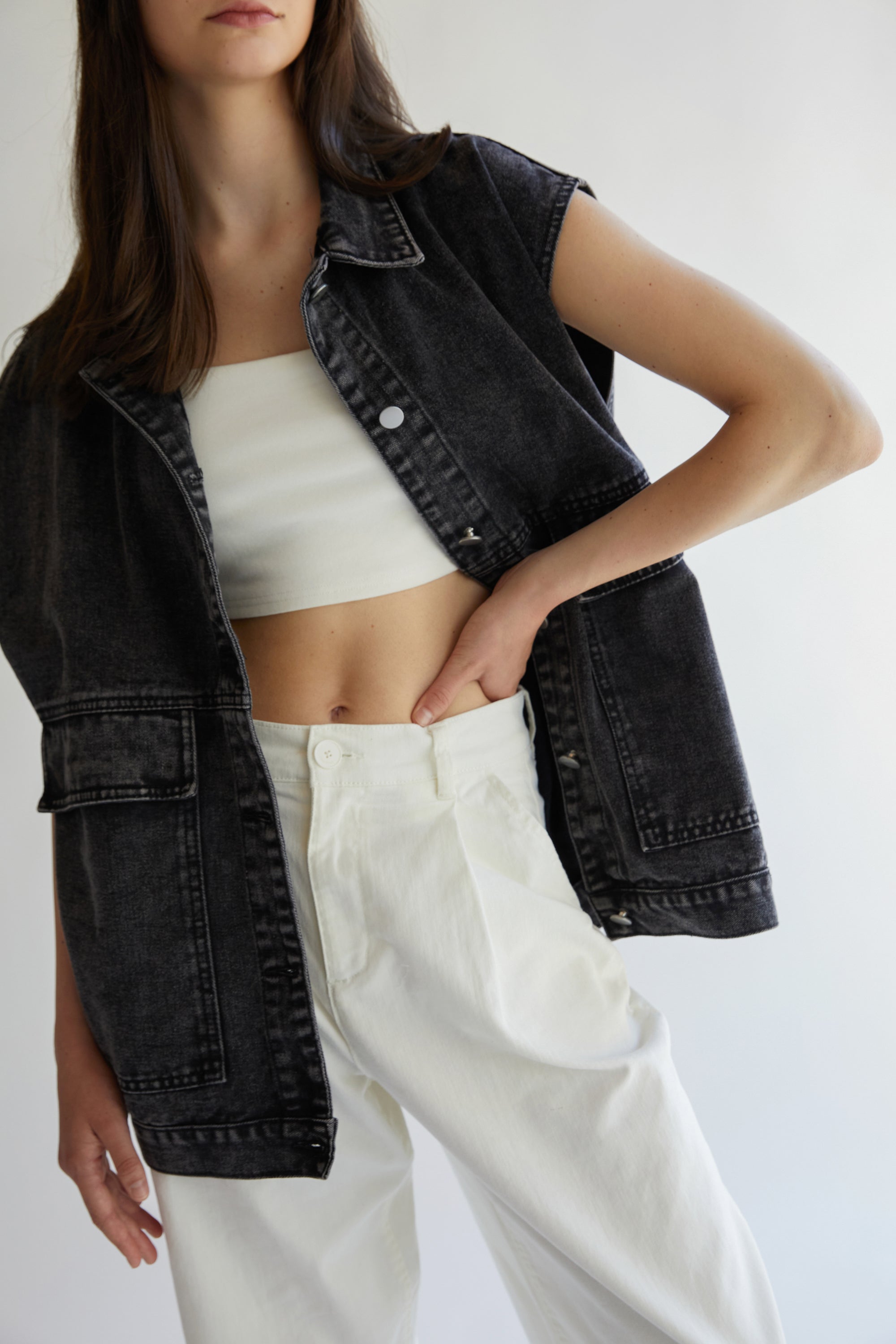 OVERSIZED DENIM VEST Free Shipping Low Pice Fee Shipping