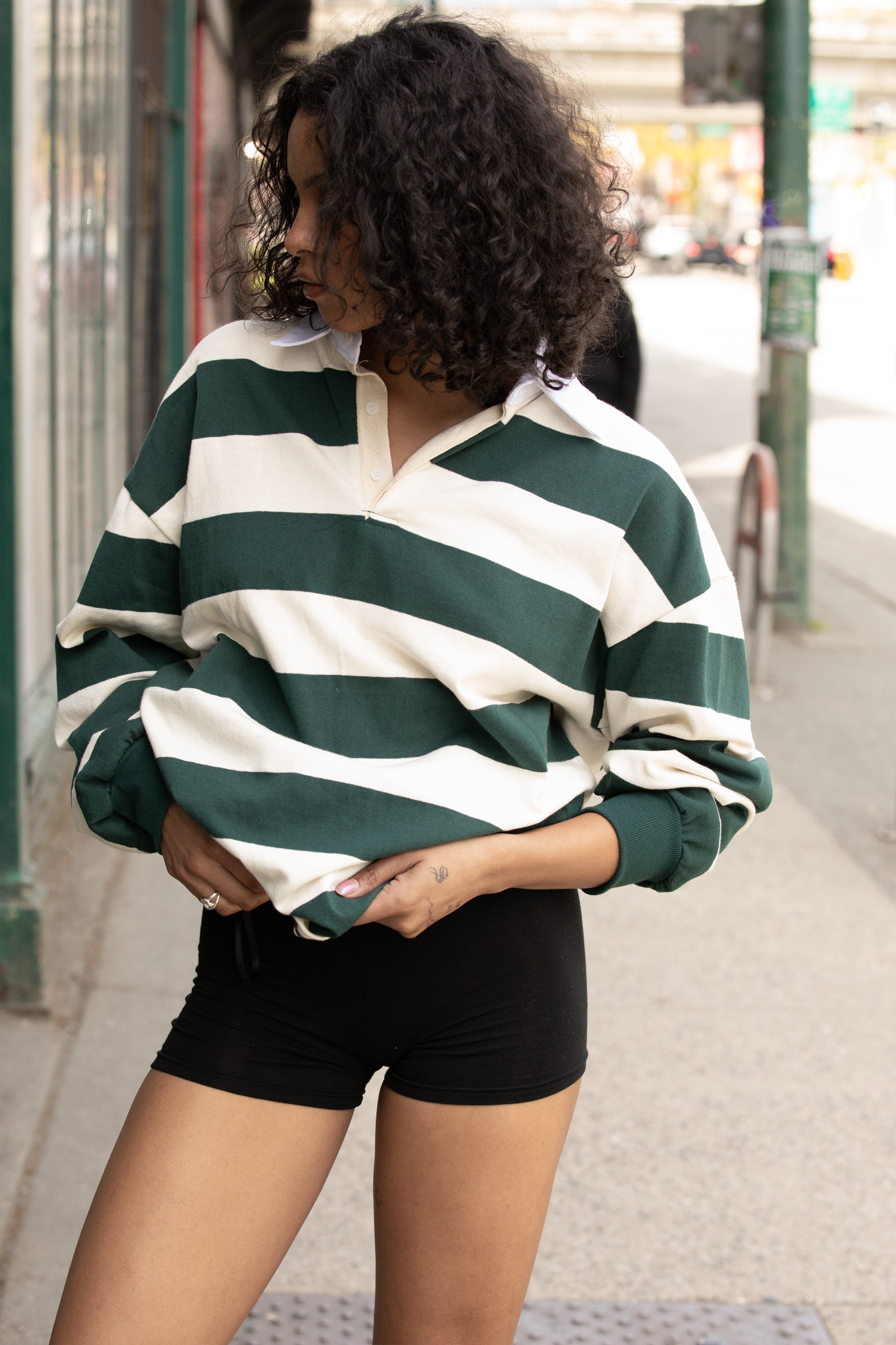 OVERSIZED STRIPED RUGBY SHIRT Cheap Sale Finishline