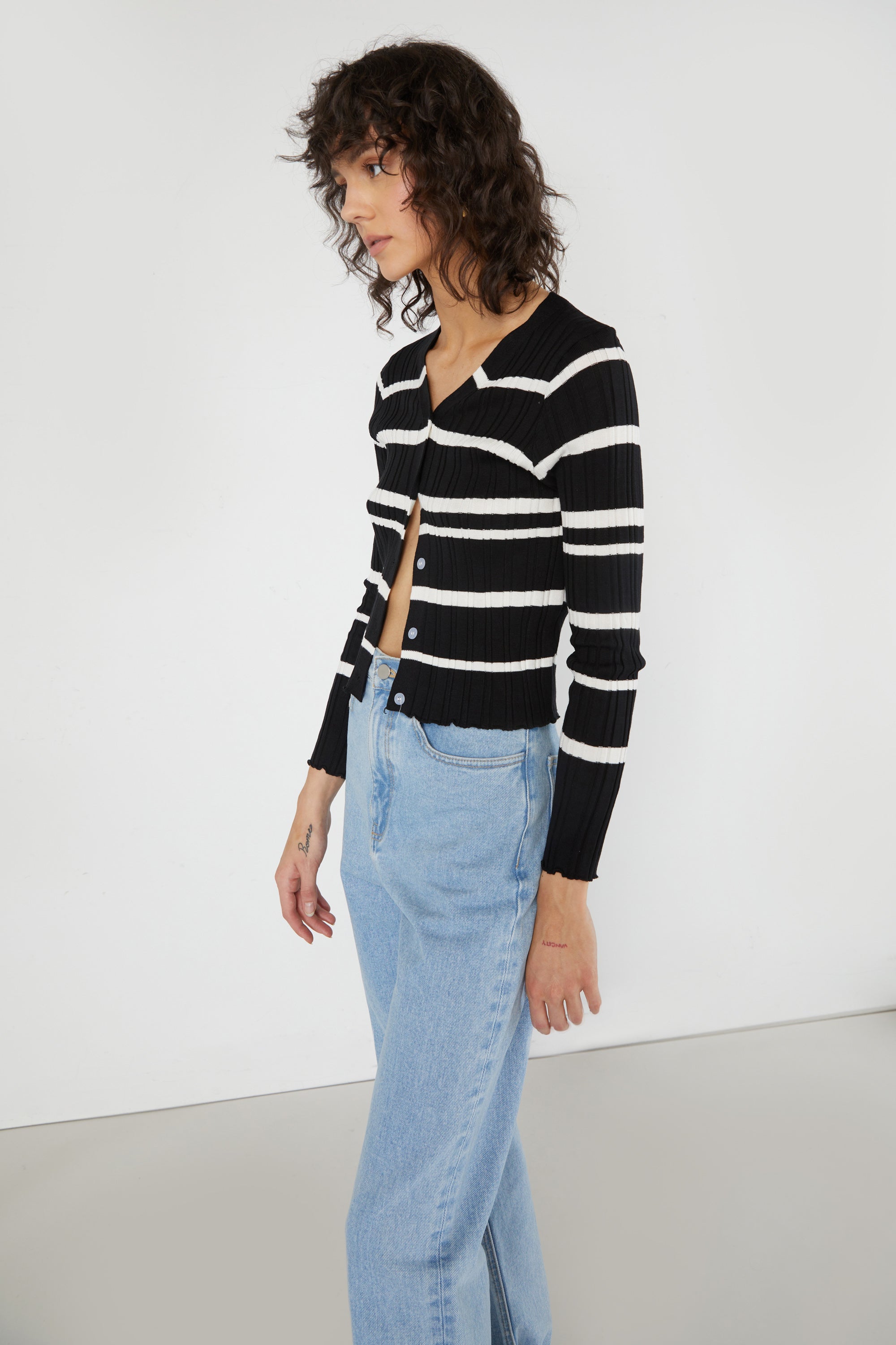 RIB-KNIT STRIPED CARDIGAN Clearance For Cheap