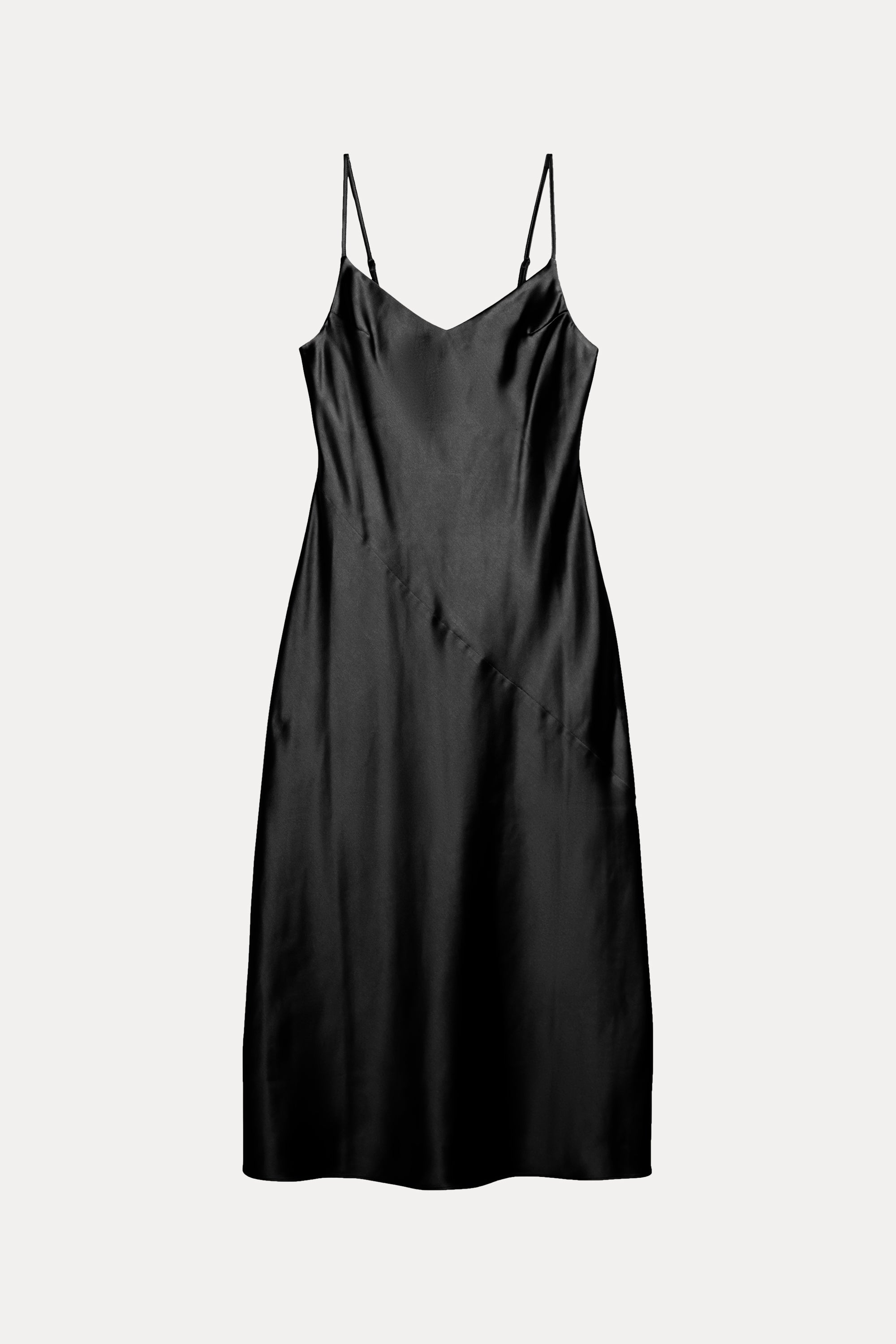 V-NECK SATIN SLIP MIDI DRESS Discount