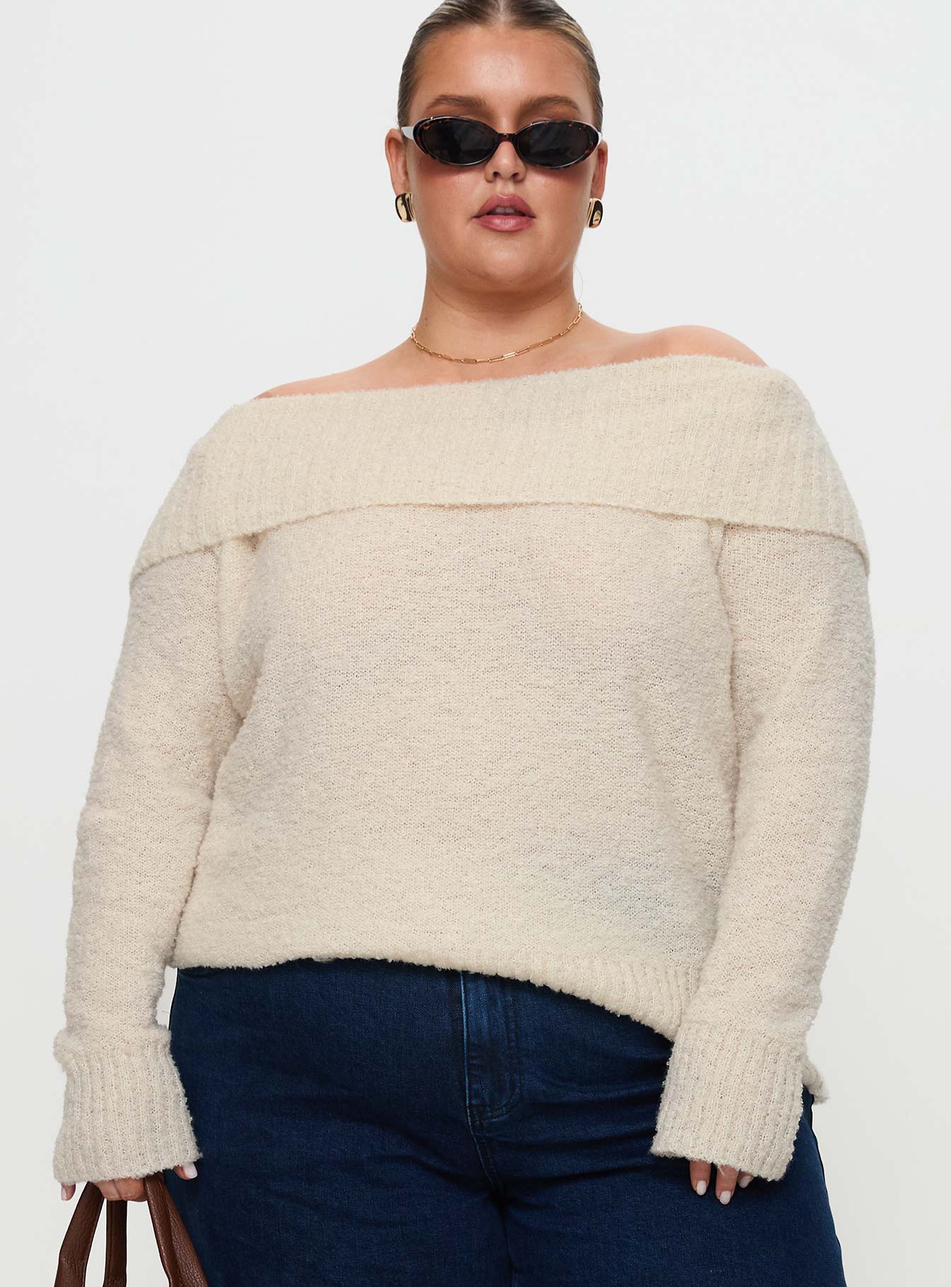 Parkley Boucle Off The Shoulder Cream Curve Cheap Pice Wholesale Pice