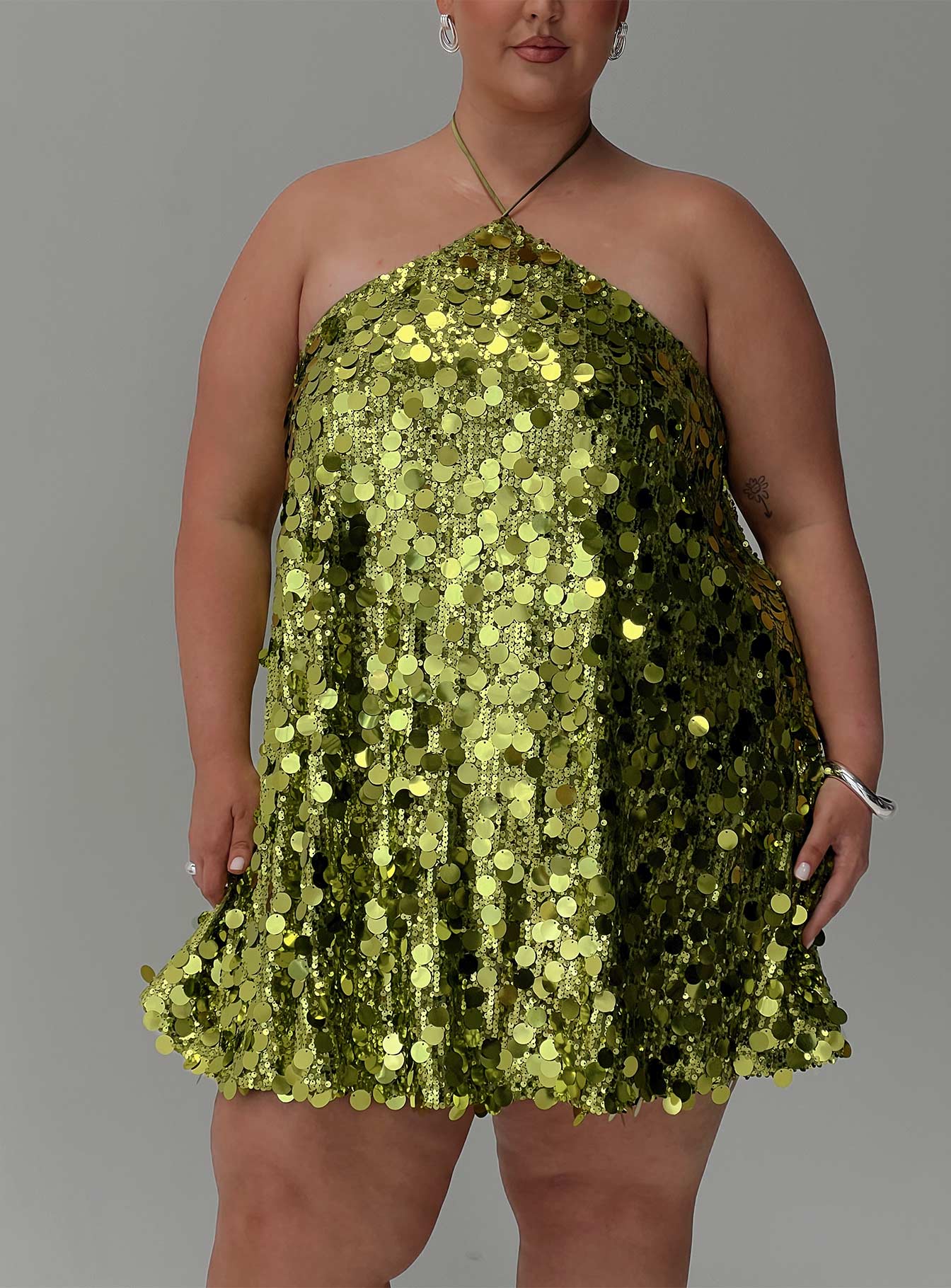 Fluorescents Halter Mini Dress Green Curve Official Site