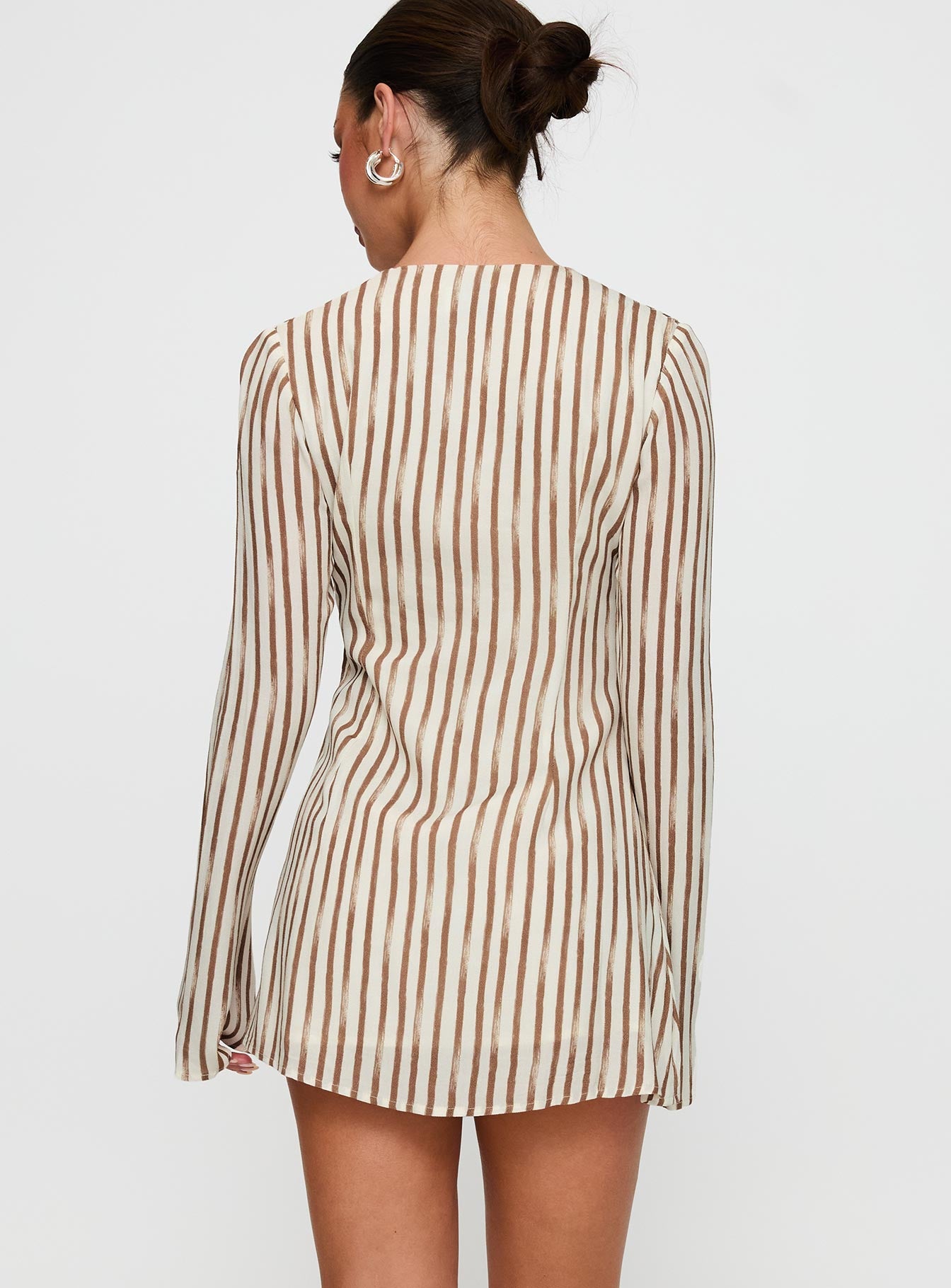 The Good Life Mini Dress Brown / White Stripe Outlet Newest