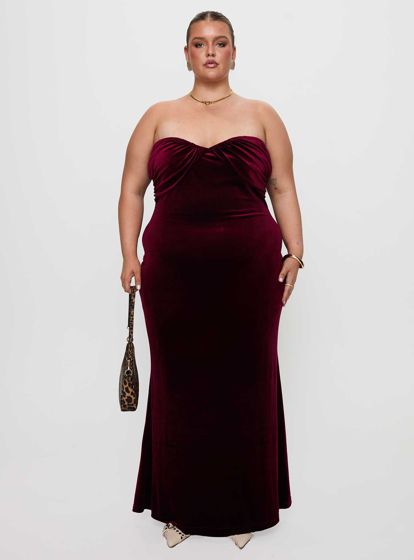 Irena Strapless Maxi Dress Burgundy Curve Low Cost Cheap Online