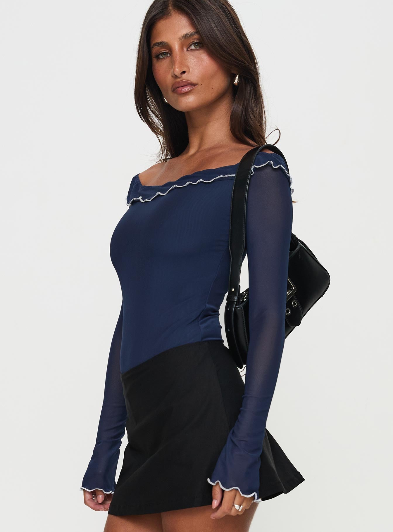 Arsema Off The Shoulder Bodysuit Navy Collections Cheap Online