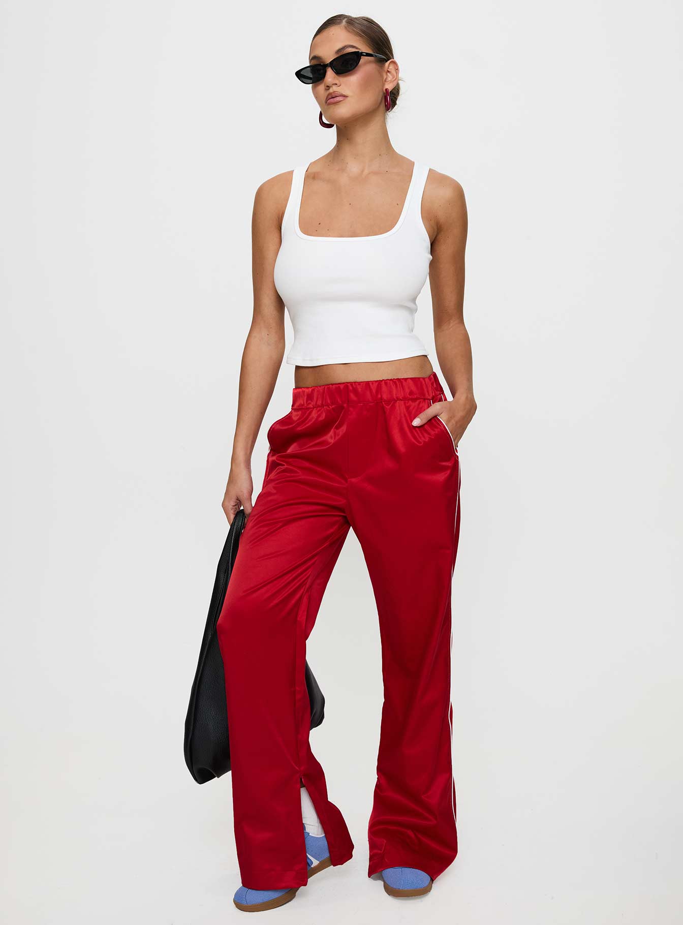 Travalta Satin Track Pant Red Order Cheap Online