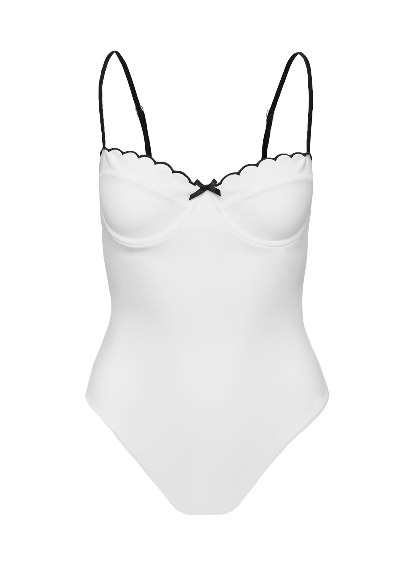 Claryssa Scallop One Piece White / Black Pices Cheap Pice