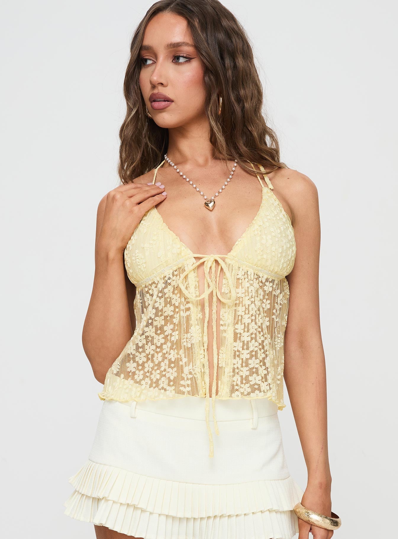 CHANTRIA LACE TOP YELLOW Online Cheap Pice