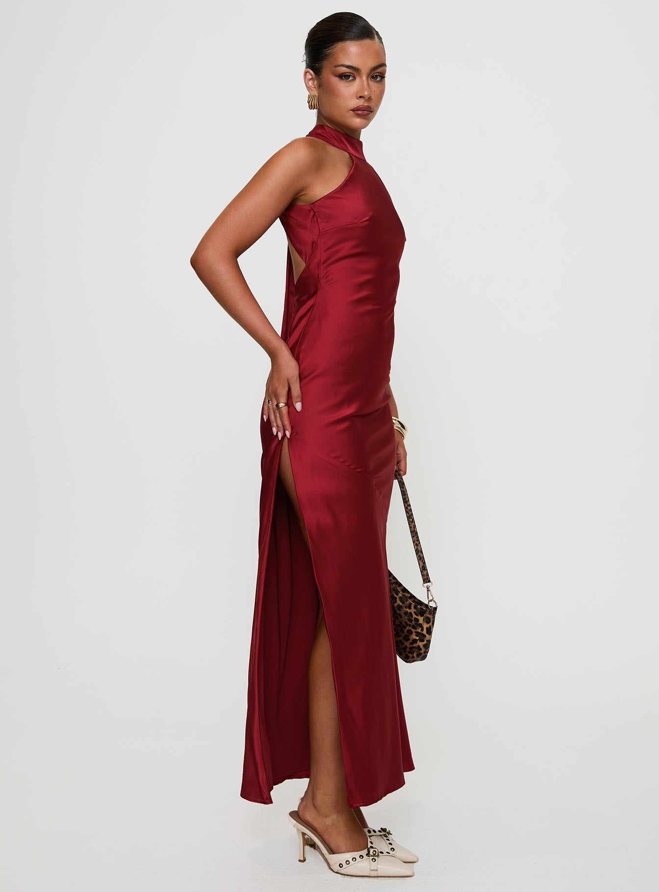 Mordecai Halter Maxi Dress Burgundy Clearance Explore