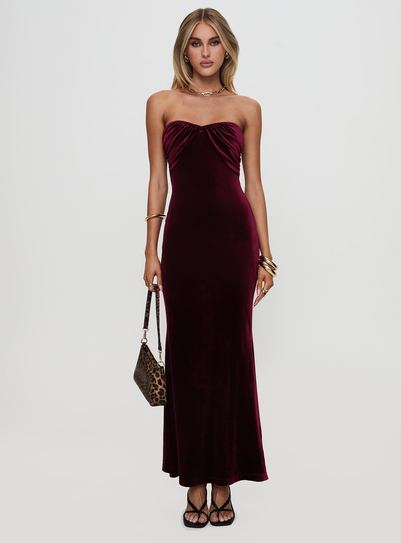 Irena Strapless Maxi Dress Burgundy Outlet Locations Cheap Pice