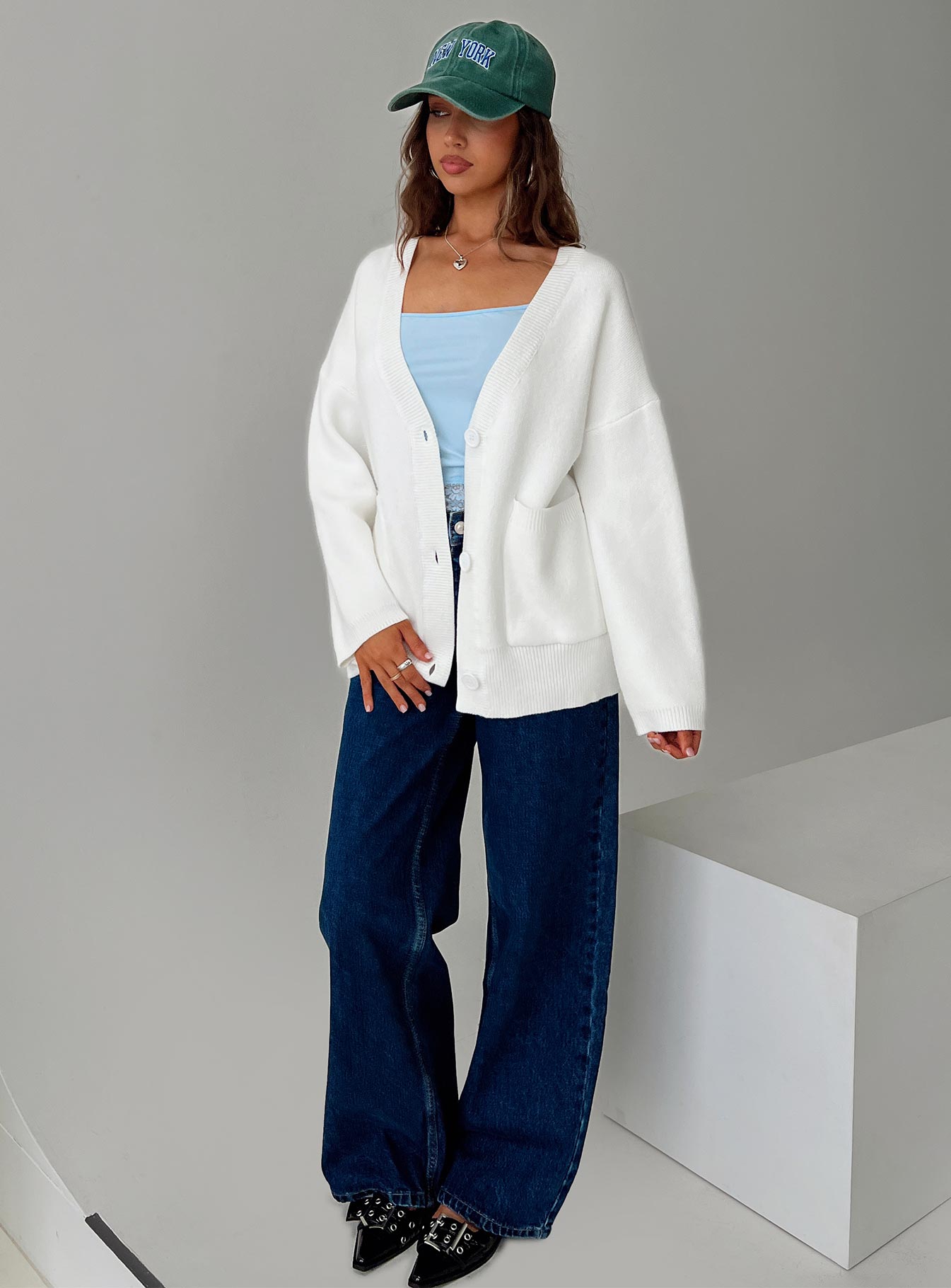 Burke Cardigan White Low Shipping Fee Online