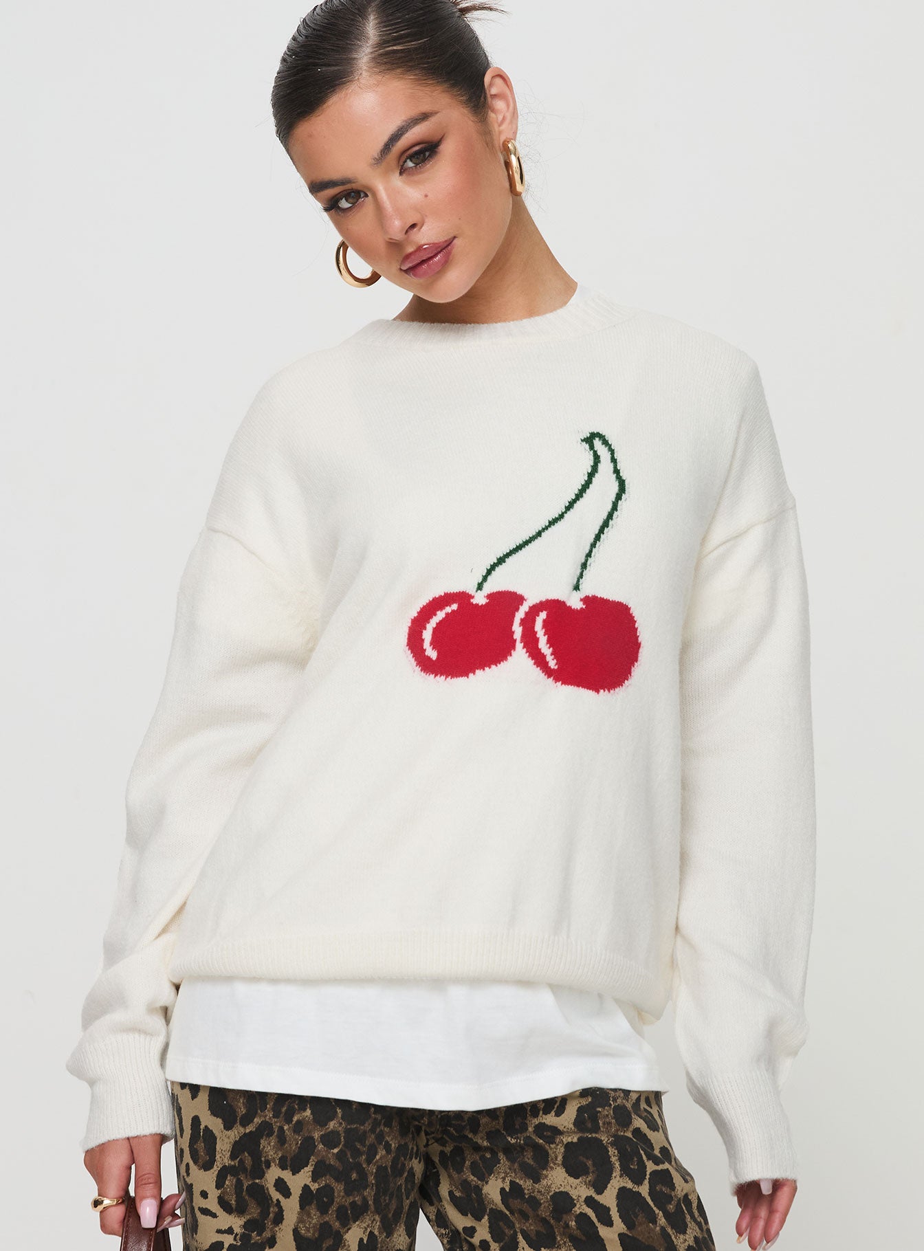 Cherry Dreams Knit Jumper Cream Choice Cheap Pice