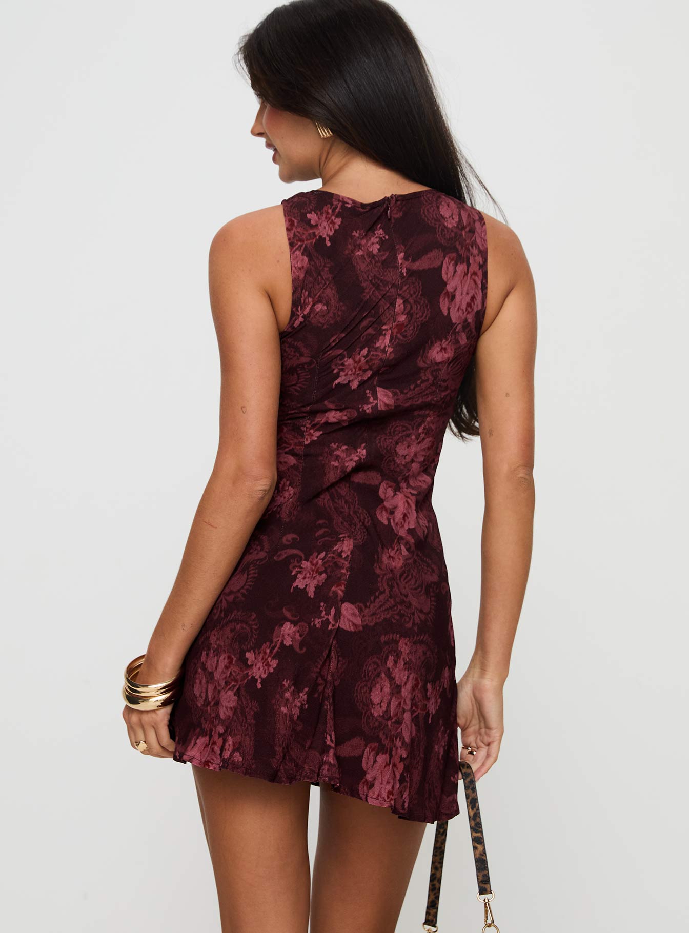 Vivre Mini Dress Burgundy Paisley Clearance Low Shipping