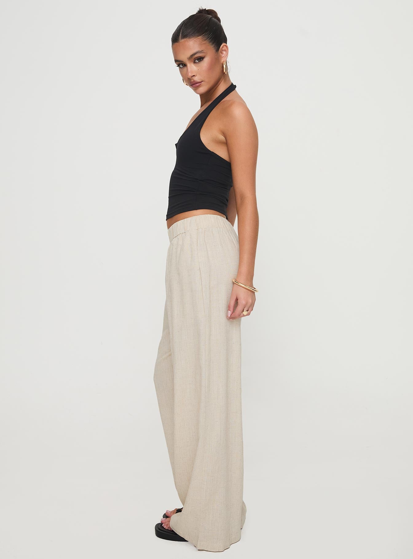 Pellegrini Linen Wide Leg Pants Natural Reliable Online