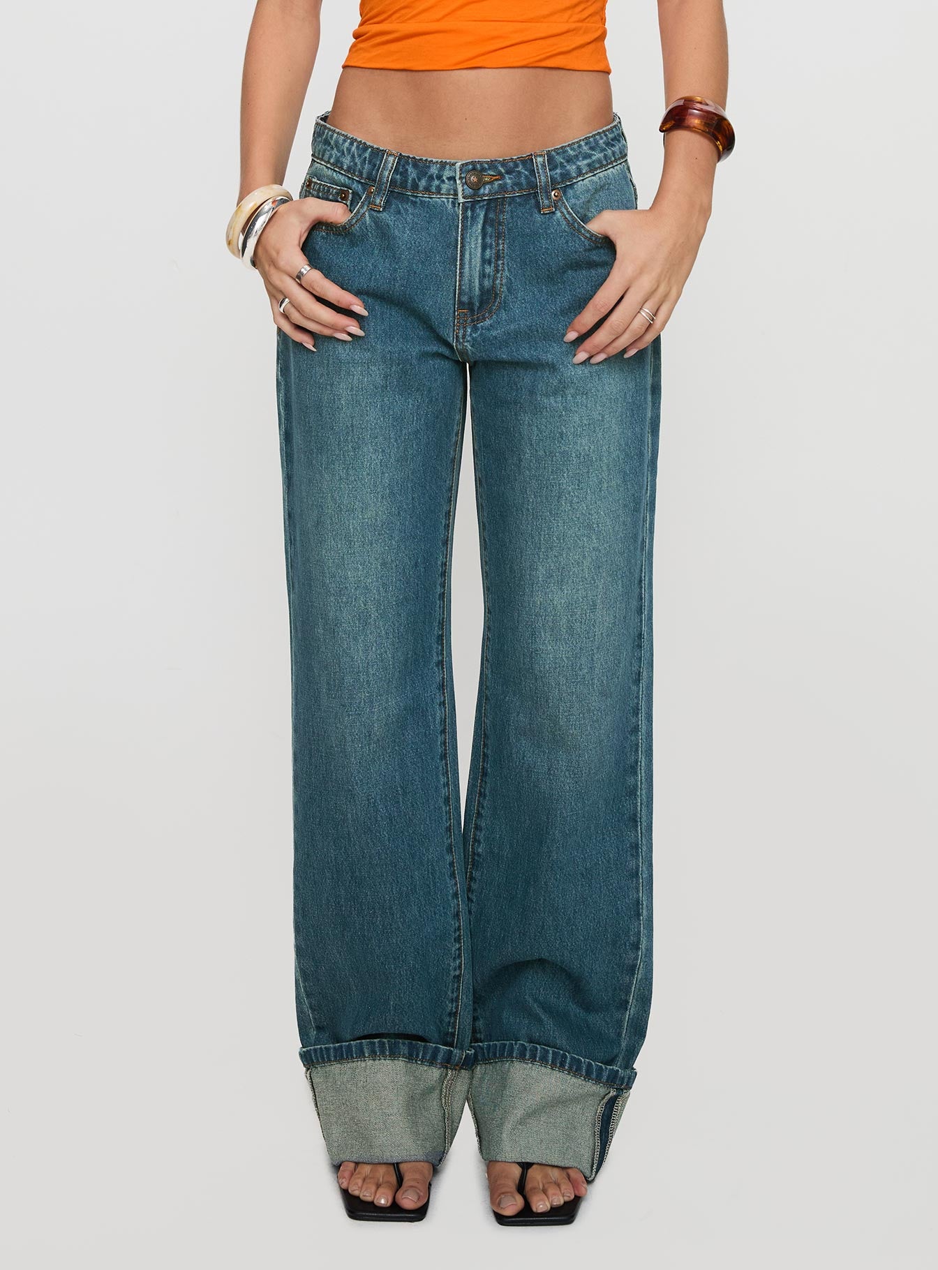 Toros Mid Rise Denim Jeans Mid Blue Sale With Mastercard