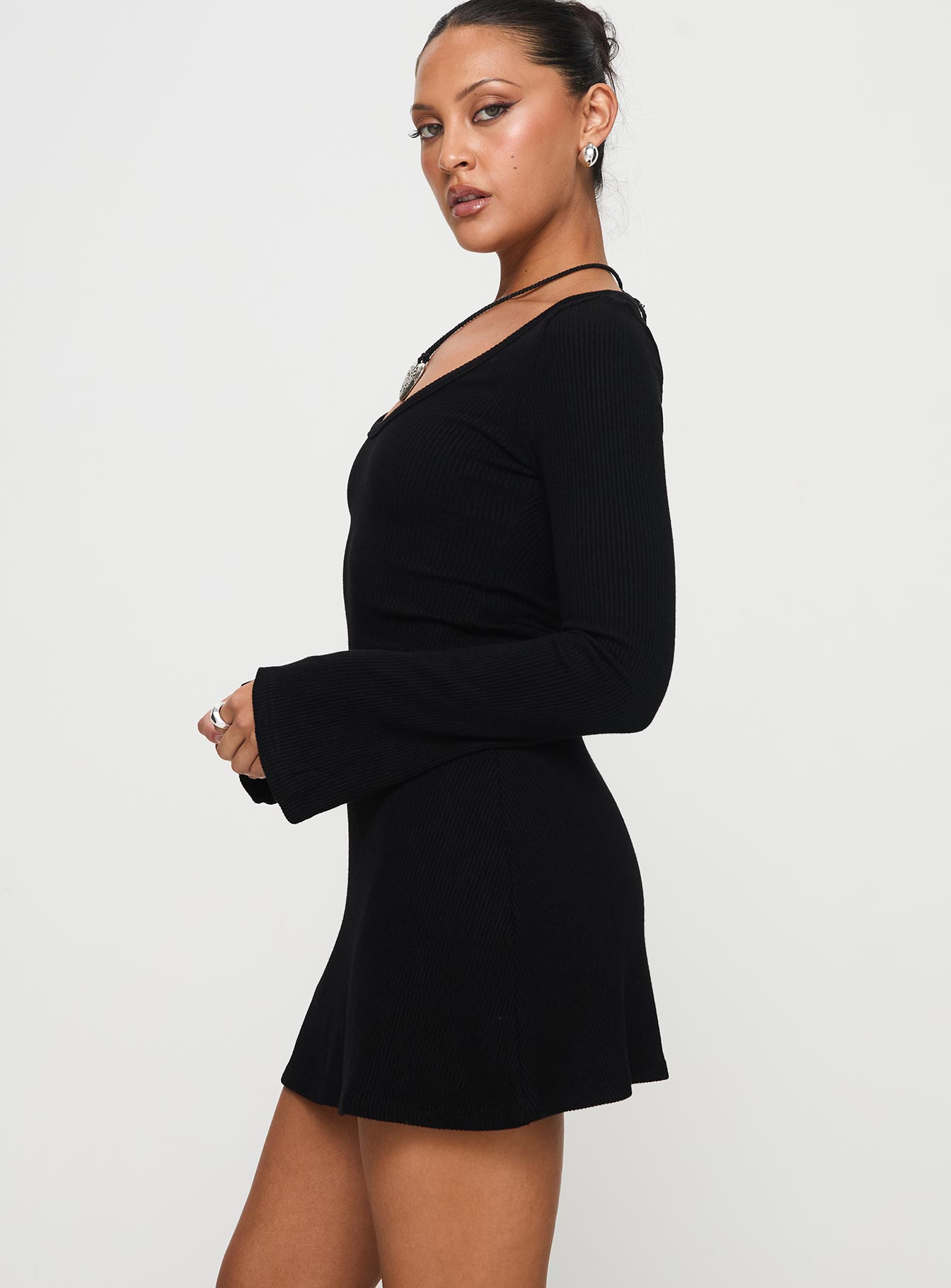 Best Interest Long Sleeve Mini Dress Black Petite Sale Lowest Pice