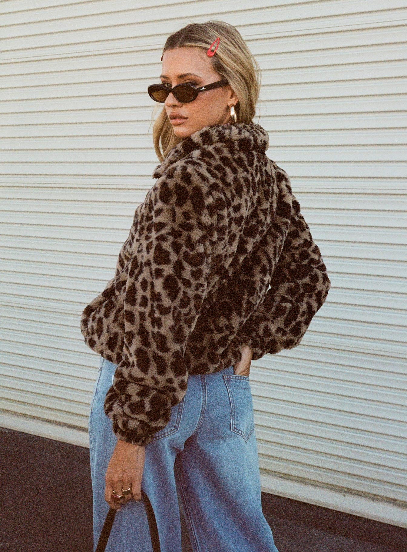 Caine Faux Fur Jacket Leopard Discounts Sale Online