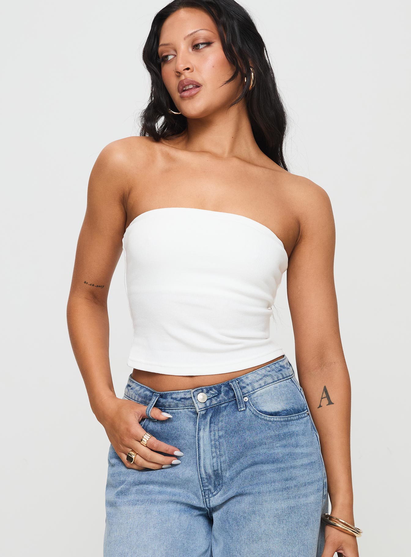 Baseline Strapless Rib Top White Official Site For Sale