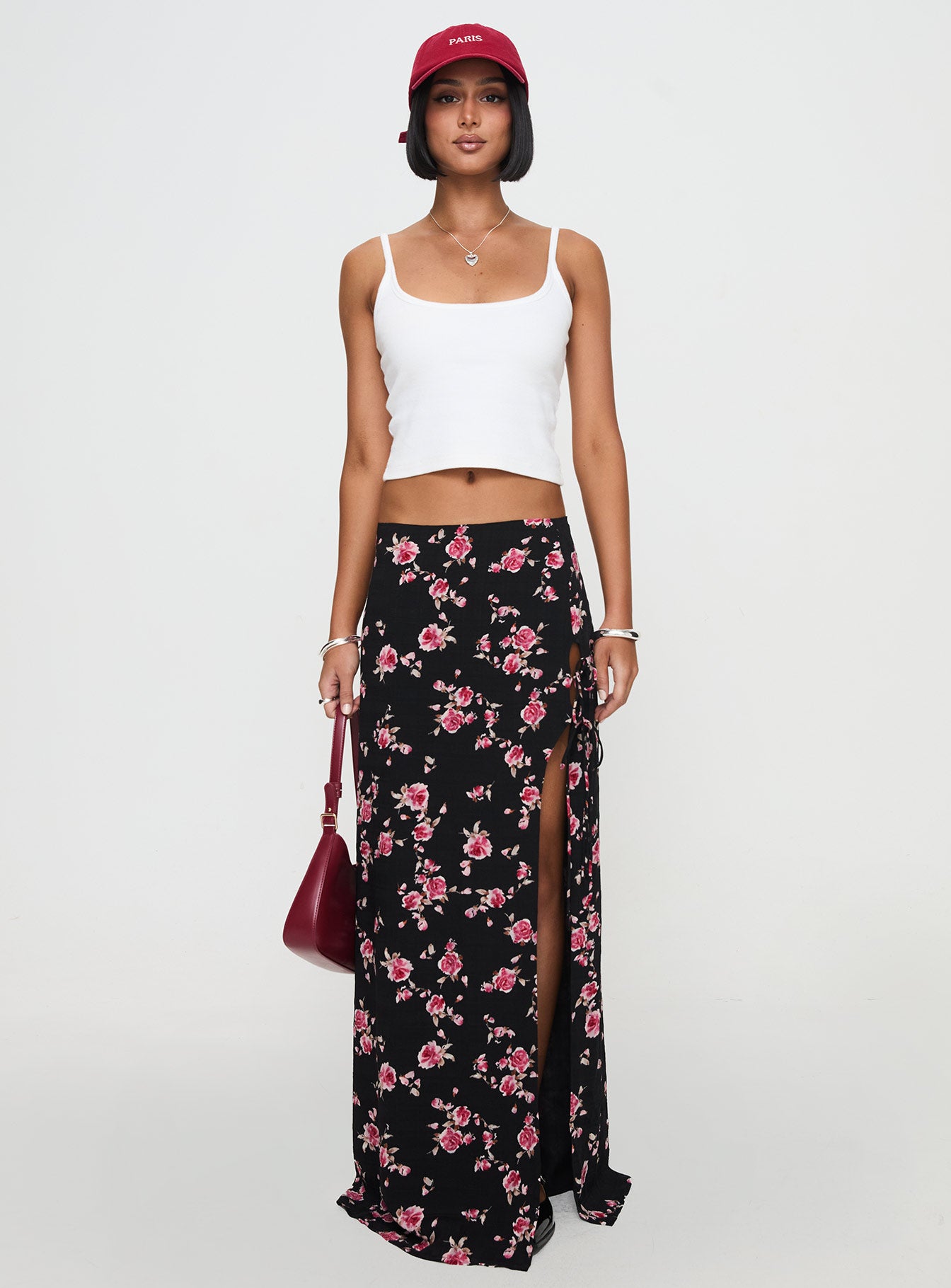 Rhomana Maxi Skirt Black Floral Free Shipping Looking For