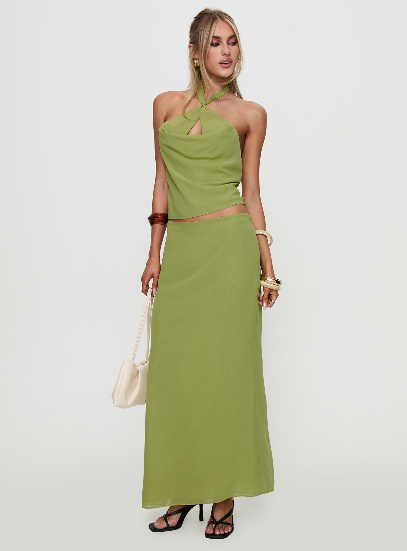 Eleganza Maxi Skirt Green Outlet Collections