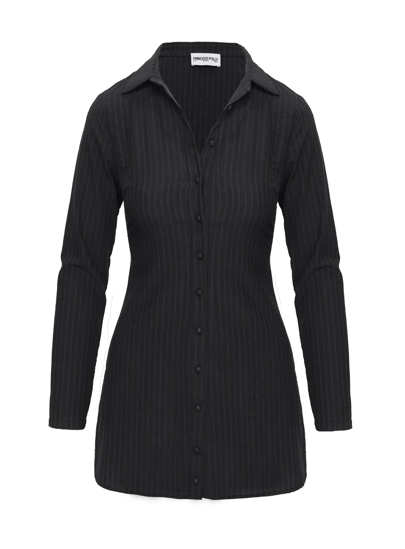 Dial Tone Long Sleeve Mini Dress Black Pinstripe Pick A Best Cheap Pice