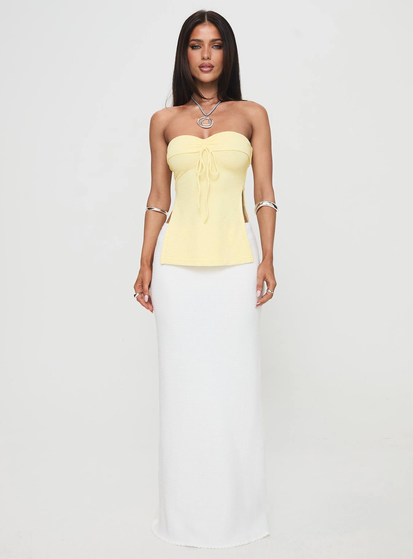 Laurenita Longline Tube Top Yellow Clearance Big Discount