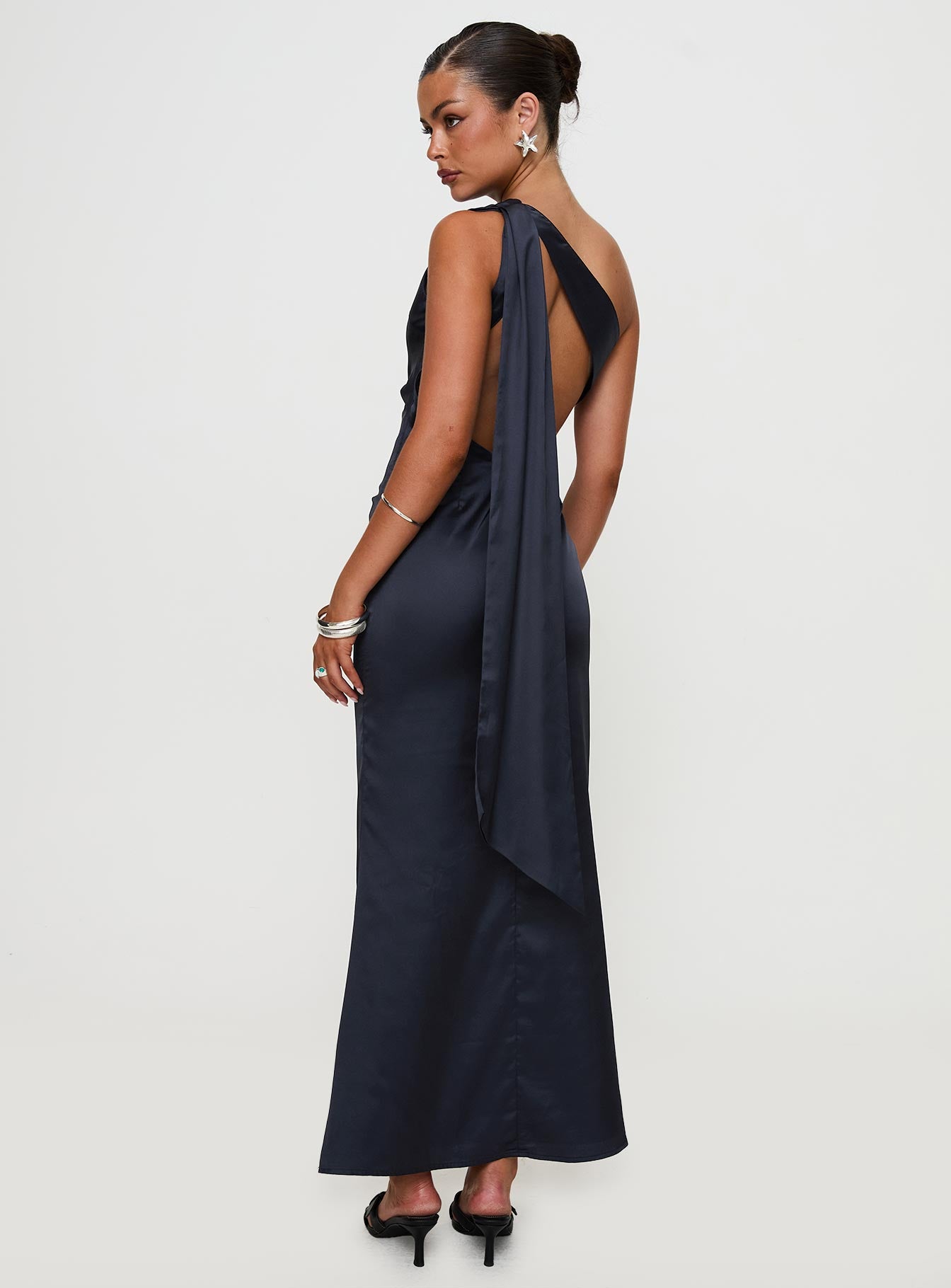 Dulcia One Shoulder Maxi Dress Blue Outlet New