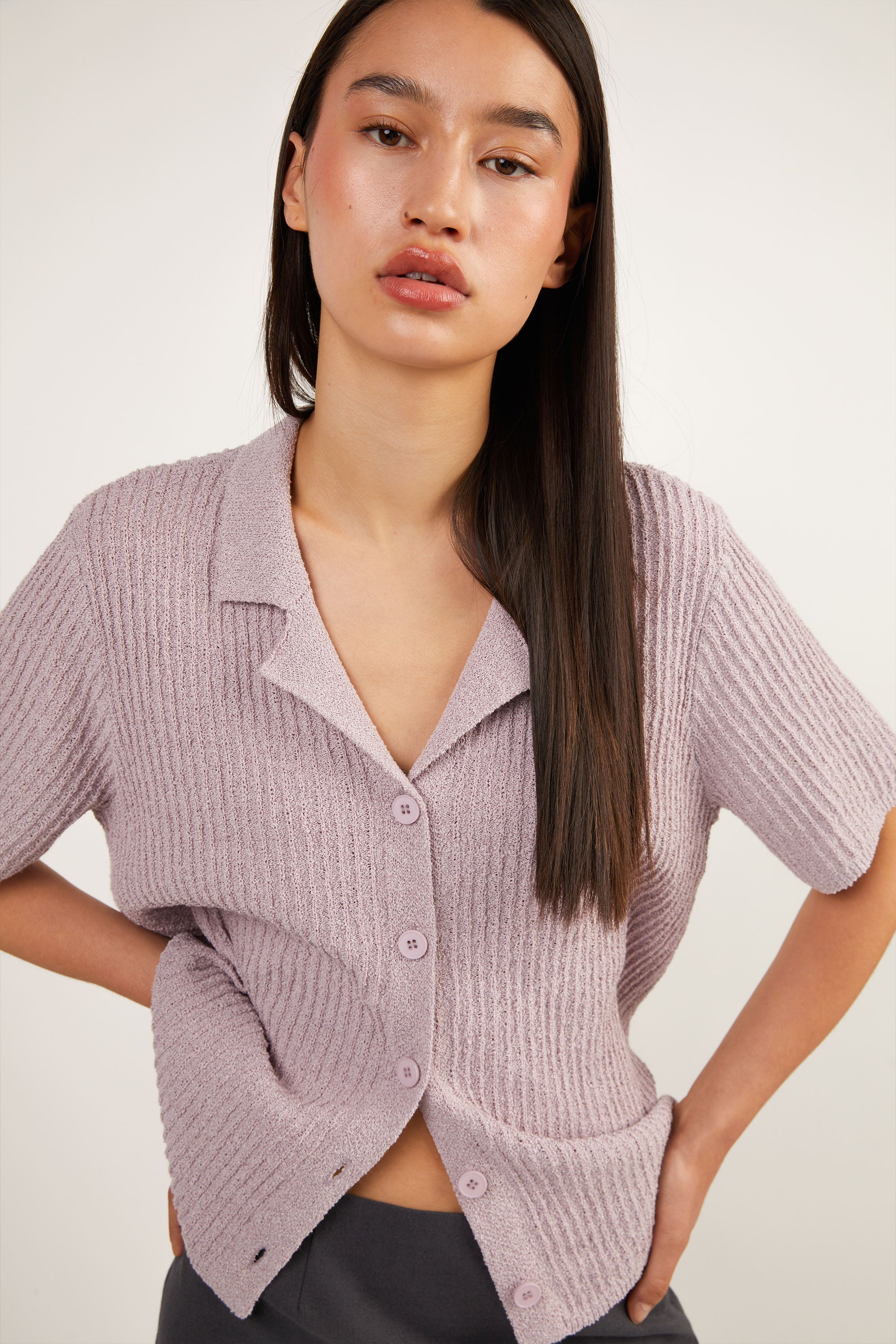 SHORT SLEEVE BUTTON UP CARDIGAN Comfortable Online