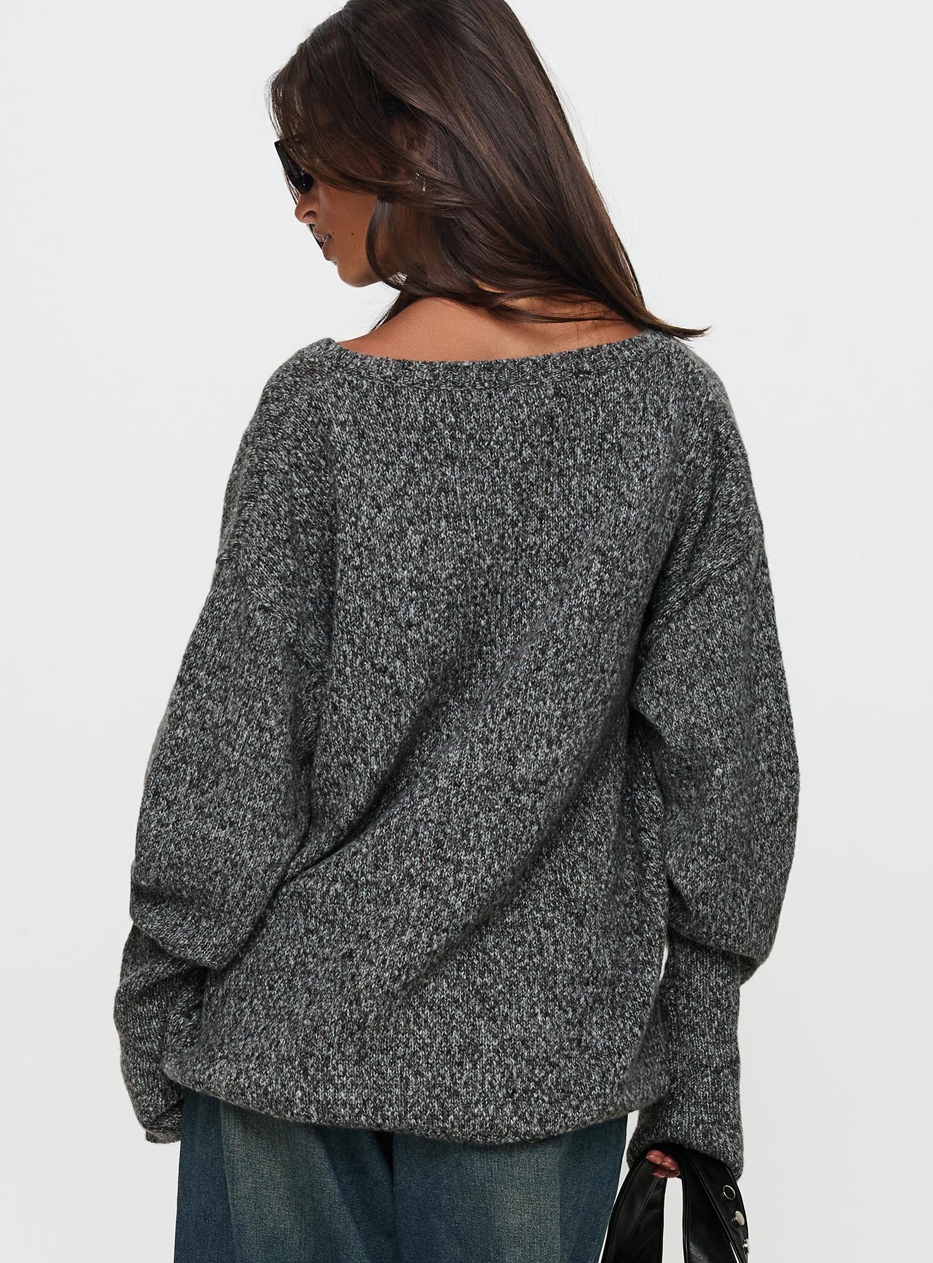 Beyond My Gaze V Neck Knit Sweater Grey Buy Cheap Big Sale