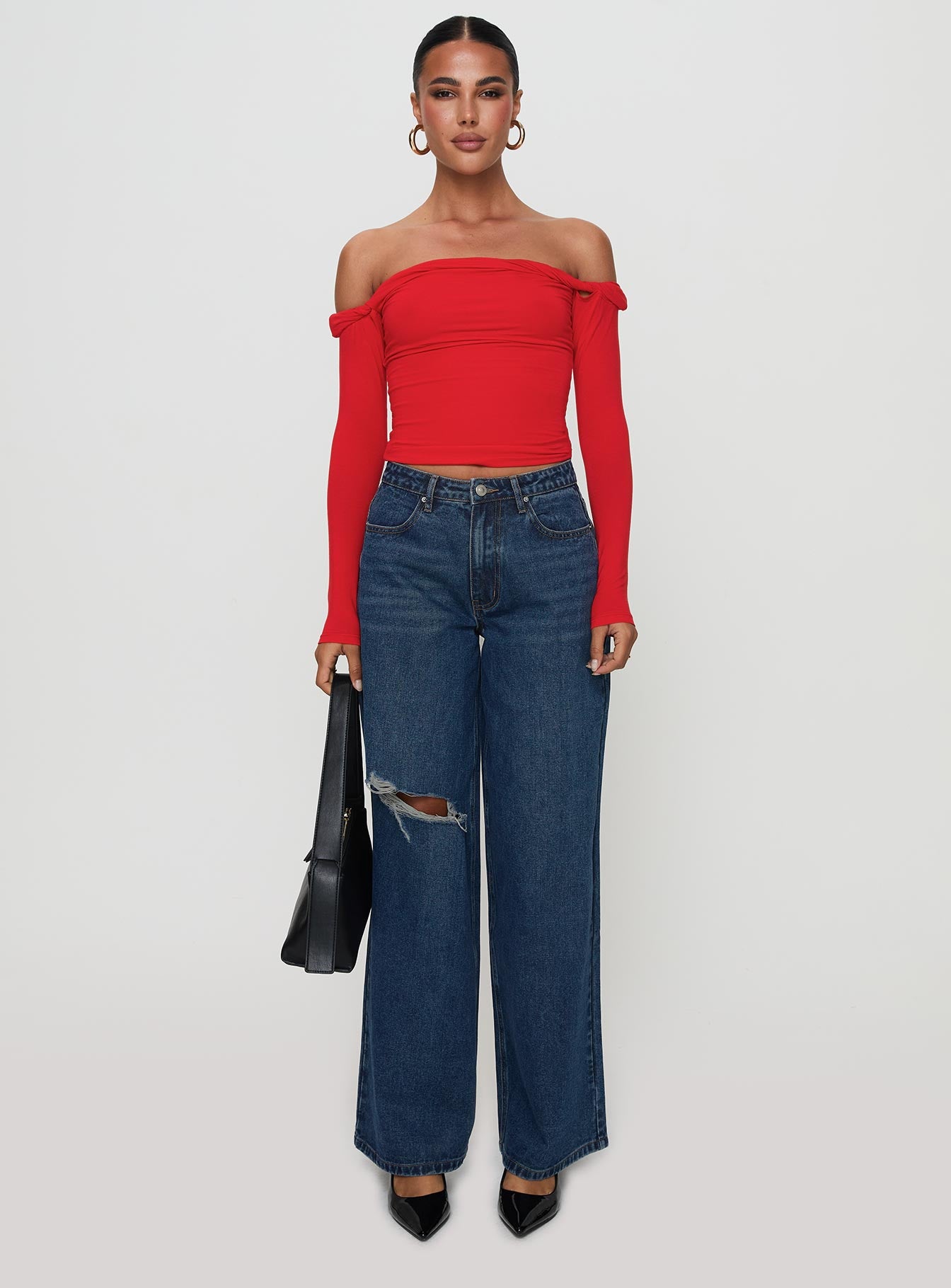 Dusky Long Sleeve Top Red Free Shipping Official