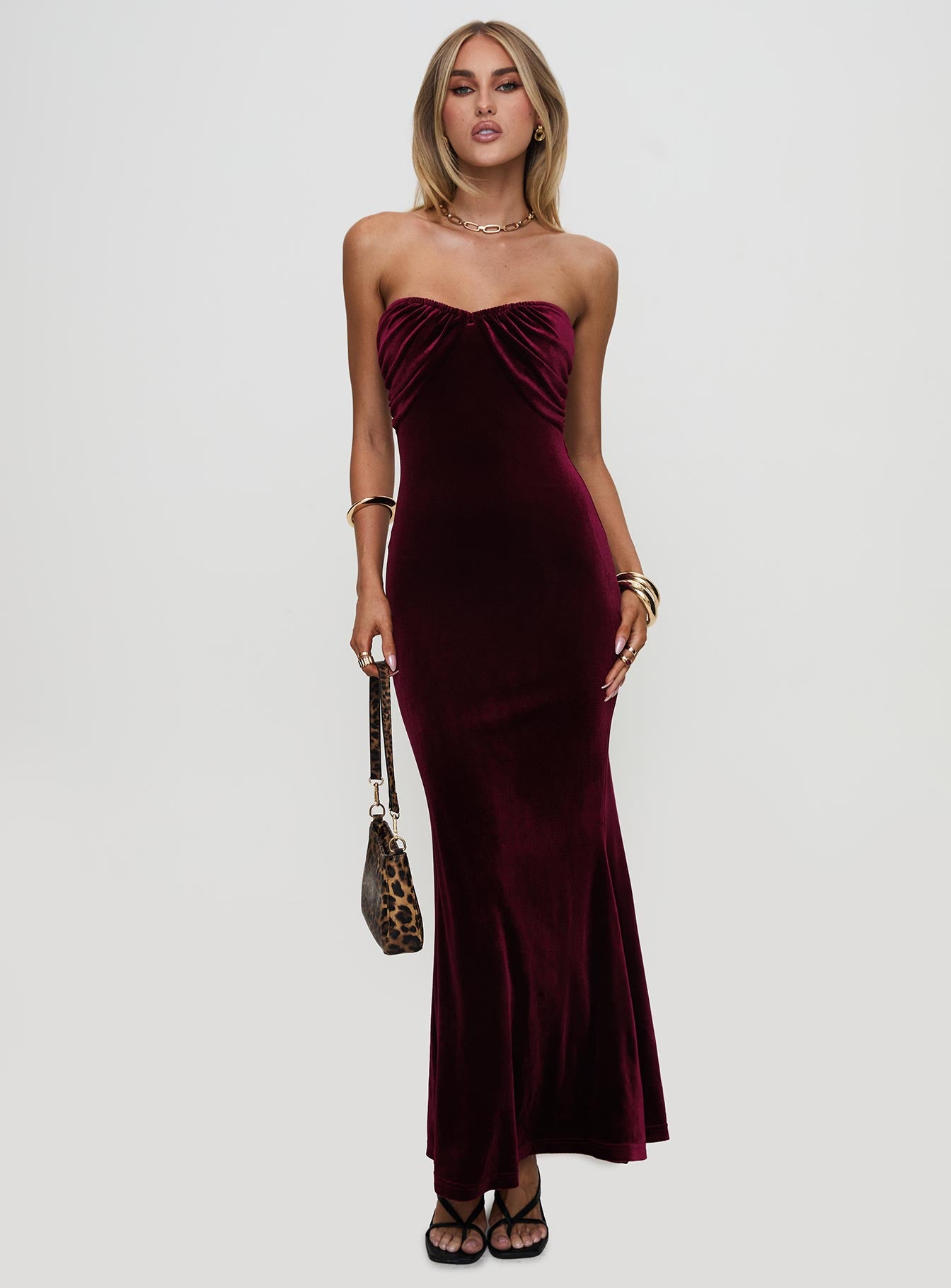 Irena Strapless Maxi Dress Burgundy Outlet Locations Cheap Pice