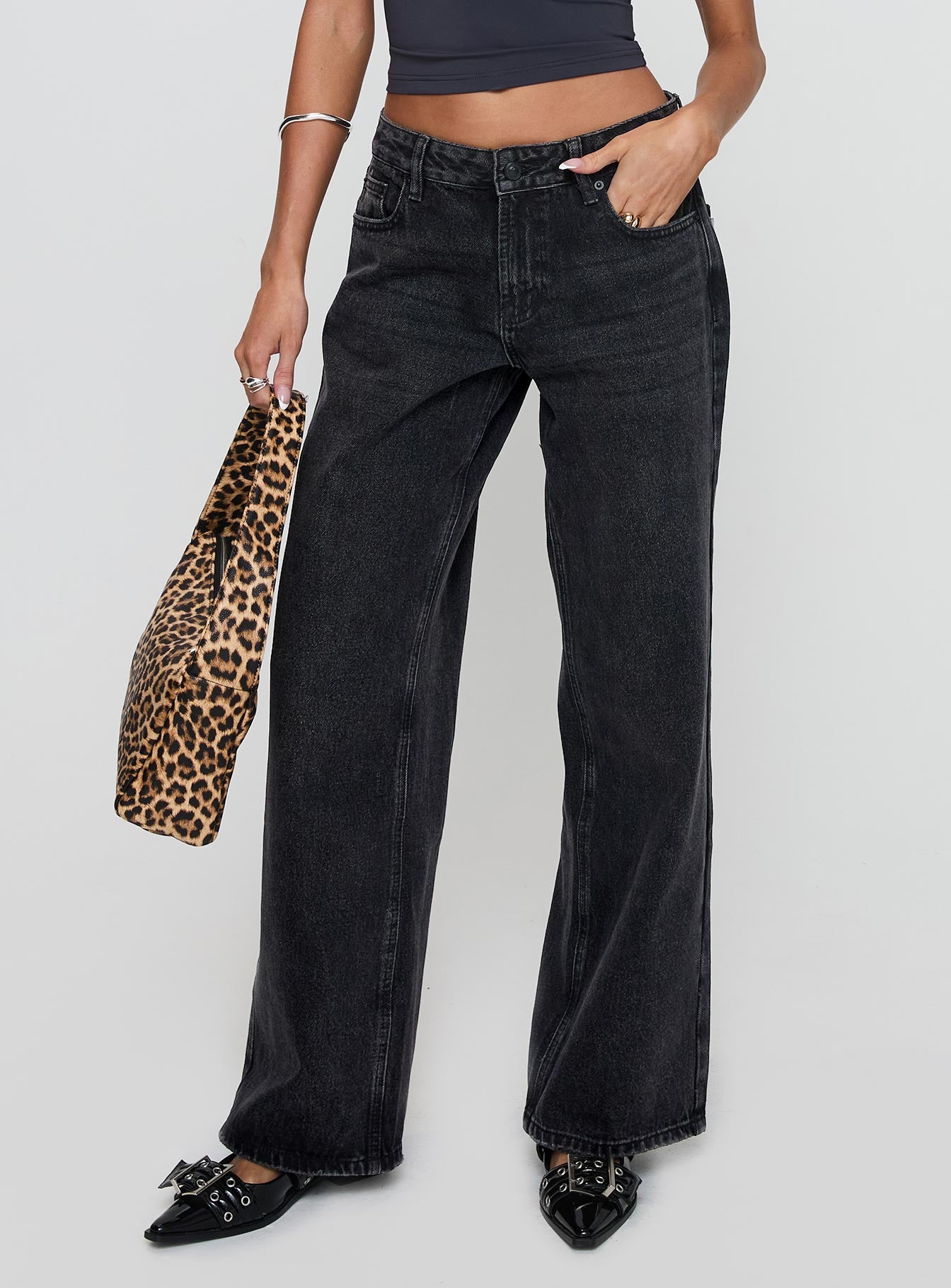 Serenitia Mid Rise Relaxed Jeans Washed Black Tall Manchester For Sale