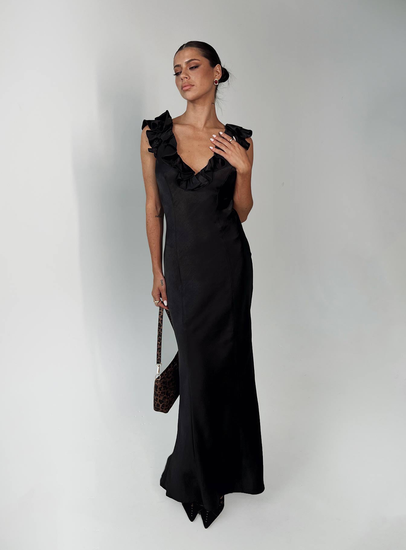 Butacup Frill Maxi Dress Black Outlet For Sale