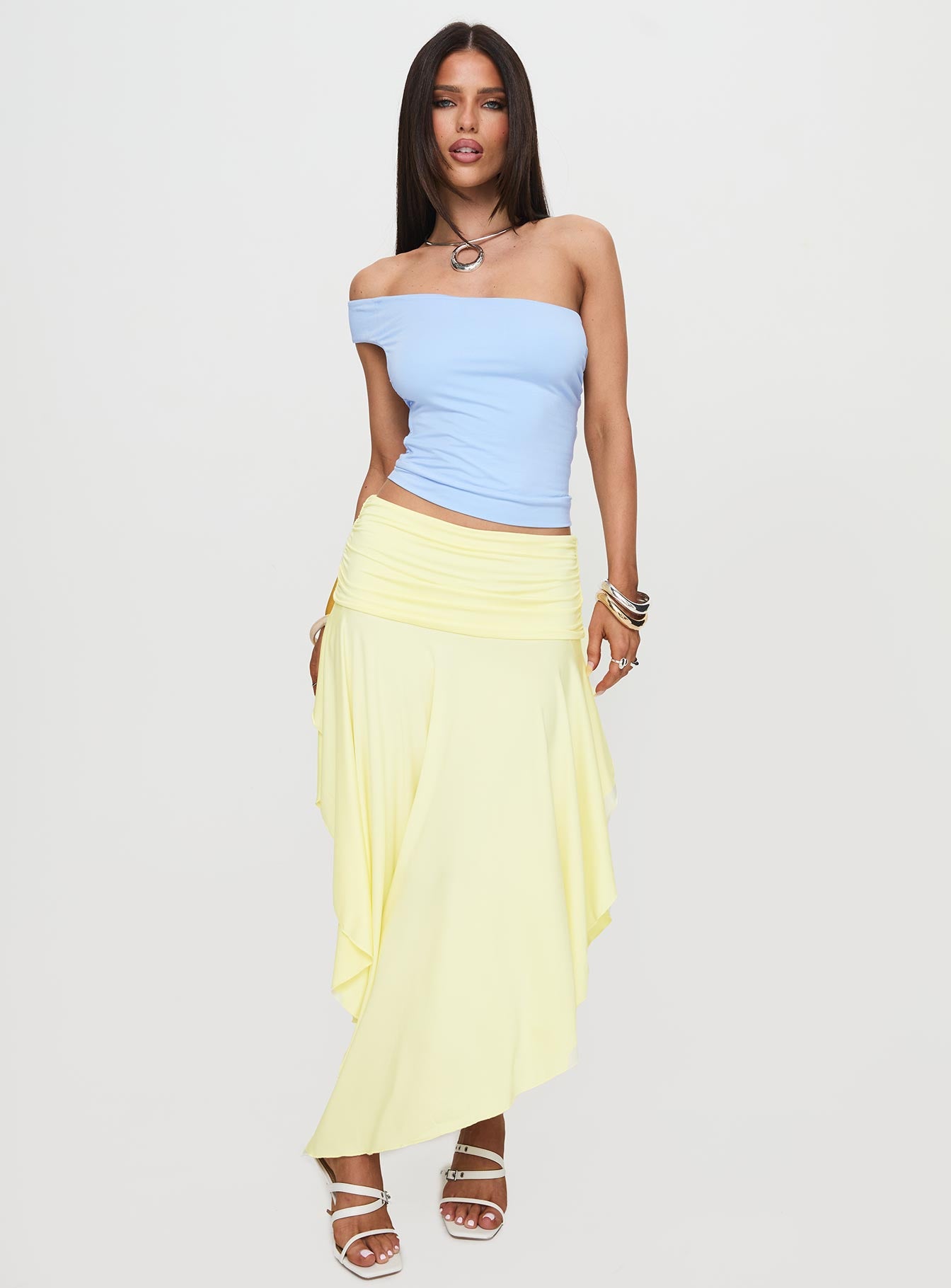 Symphonia Asymmetrical Midi Skirt Butter Yellow Looking For For Sale