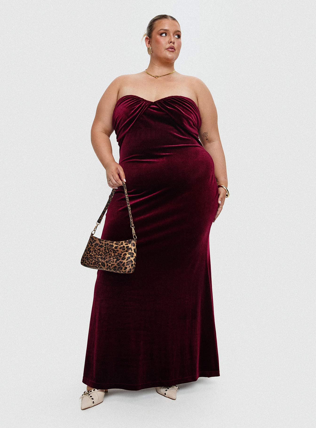 Irena Strapless Maxi Dress Burgundy Curve Low Cost Cheap Online