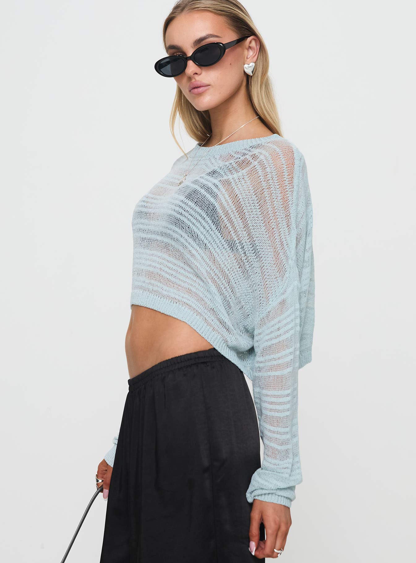 Obarik Cropped Sweater Blue Shop Offer