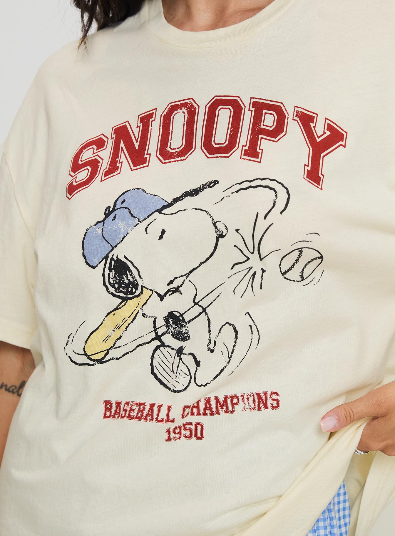 Snoopy Championship Oversized Tee White Cheap Wiki