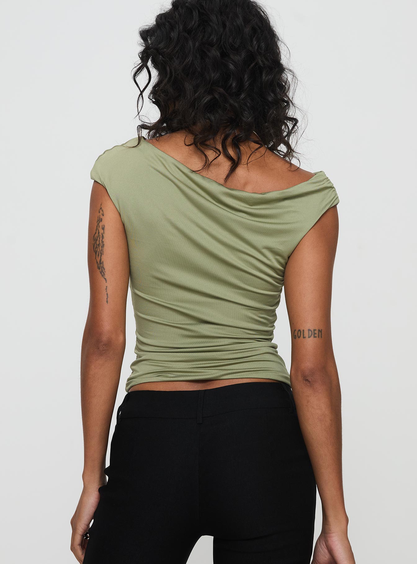 Musia Cowl Neck Top Green Discount Online