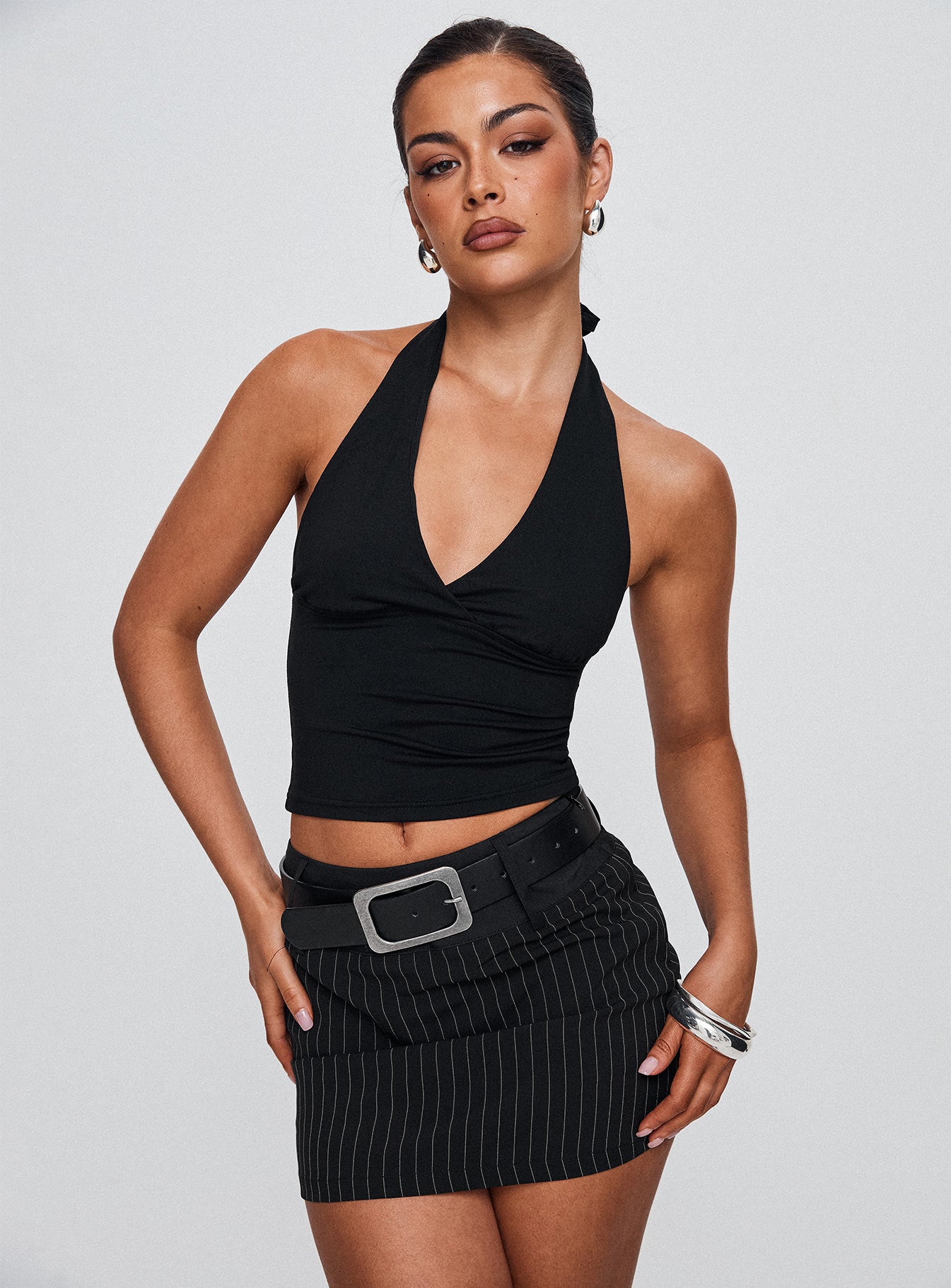 Christel Pinstripe Skort Black Stockist Online