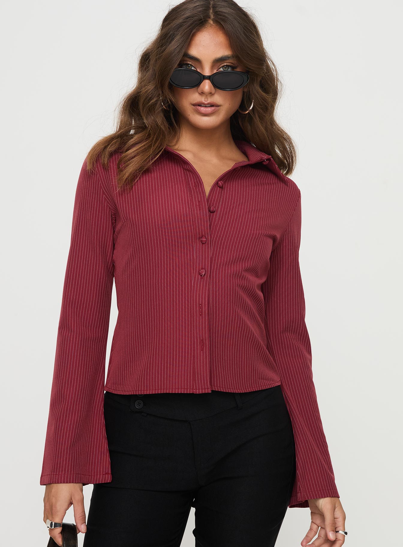 Anni Pinstripe Shirt Red Popular Cheap Online