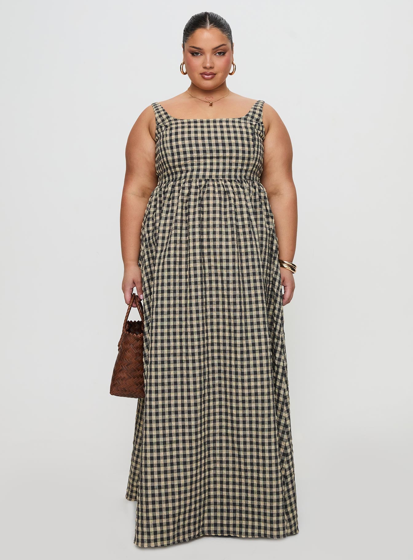 Cartmel Check Maxi Dress Black / Cream Curve Best Pices