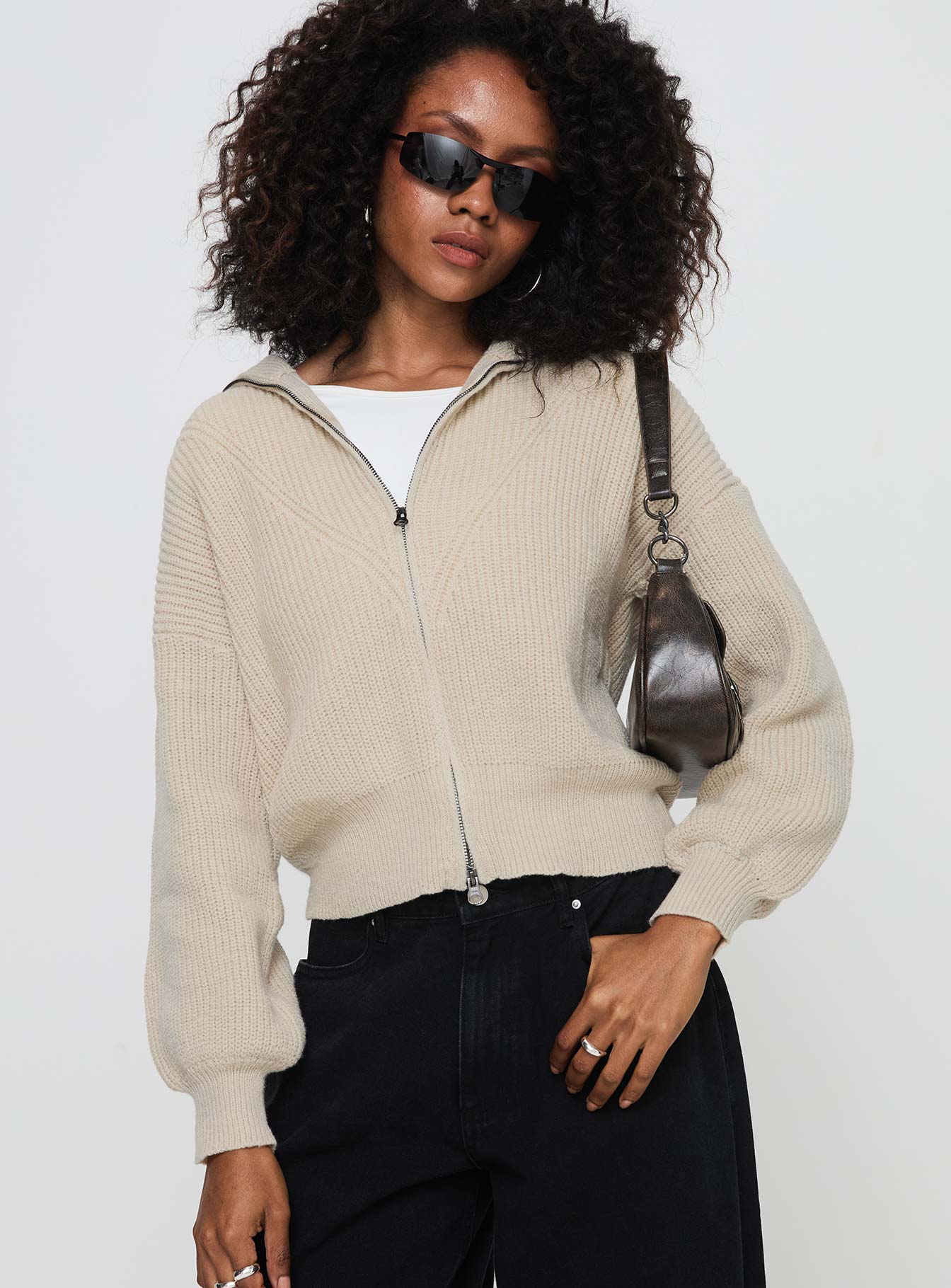 Merivale Knit Sweater Beige Deals Online